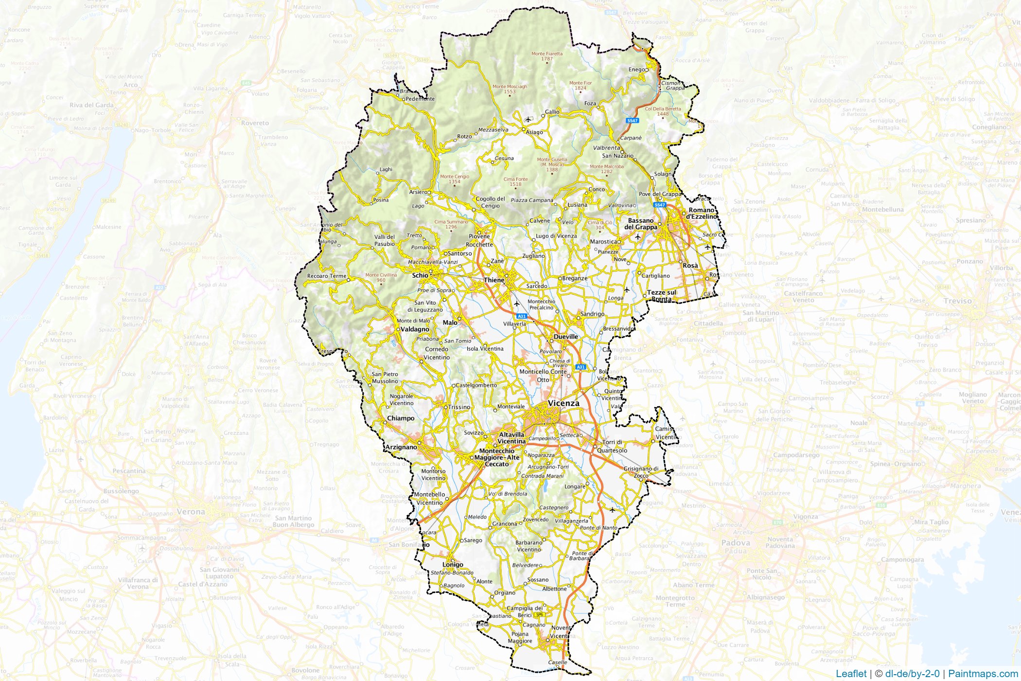 Muestras de recorte de mapas Vicenza (Veneto)-1