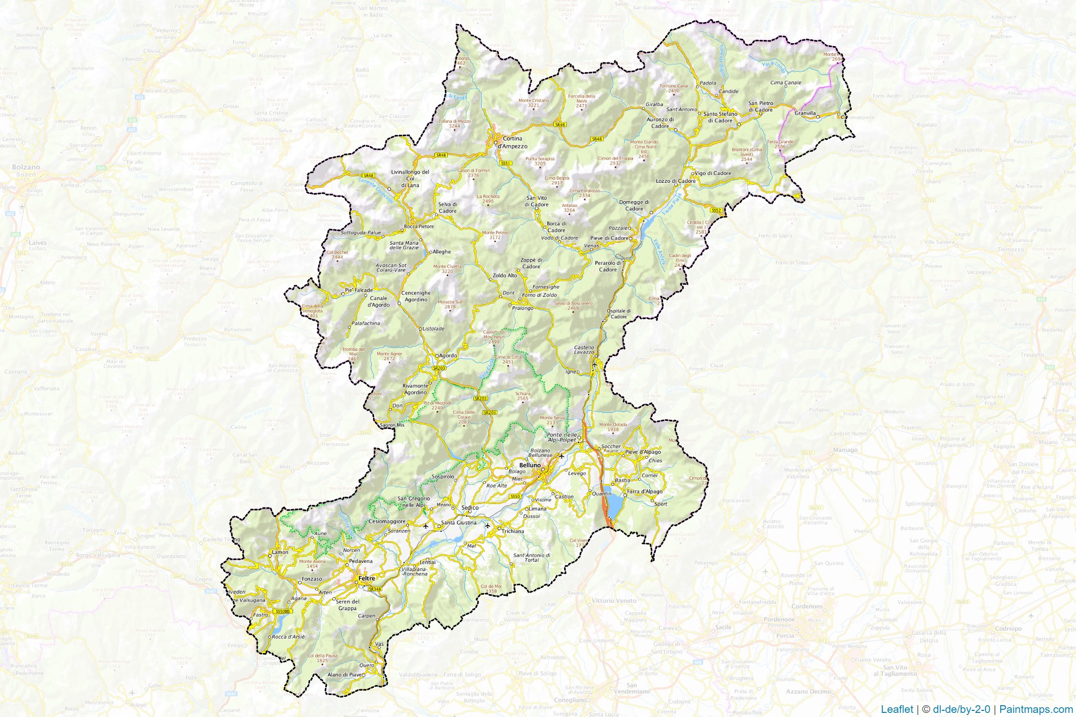 Belluno (Veneto) Haritası Örnekleri-1