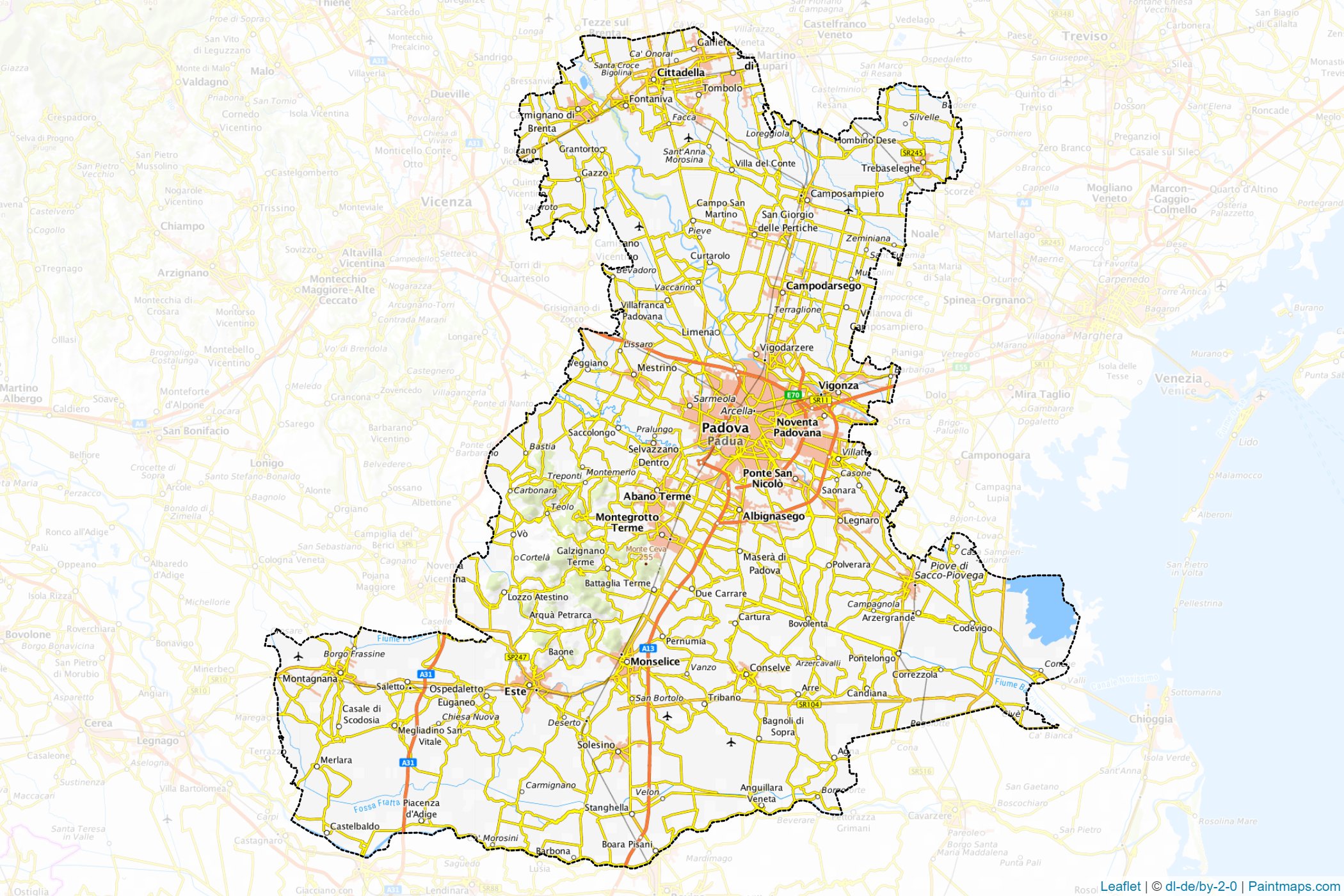 Padova (Veneto) Haritası Örnekleri-1