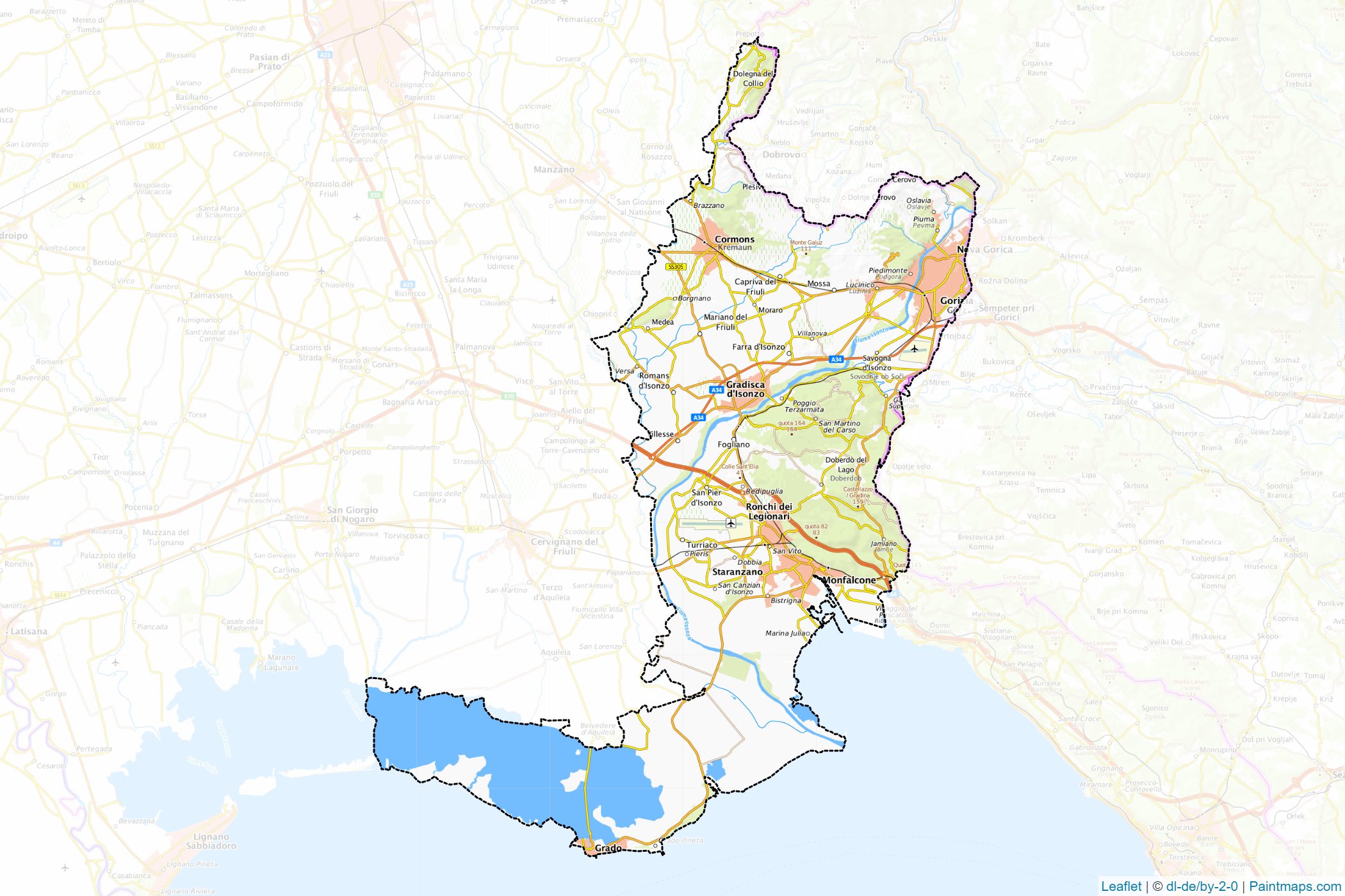 Muestras de recorte de mapas Gorizia (Friuli Venezia Giulia)-1