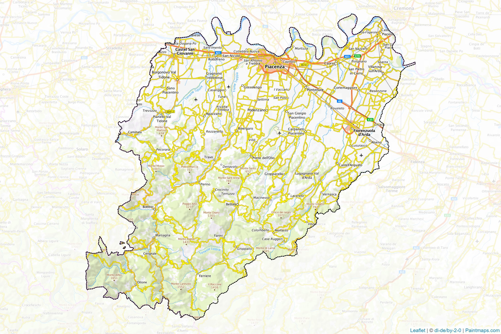 Piacenza ili (Emilia-Romagna) Haritası Örnekleri-1