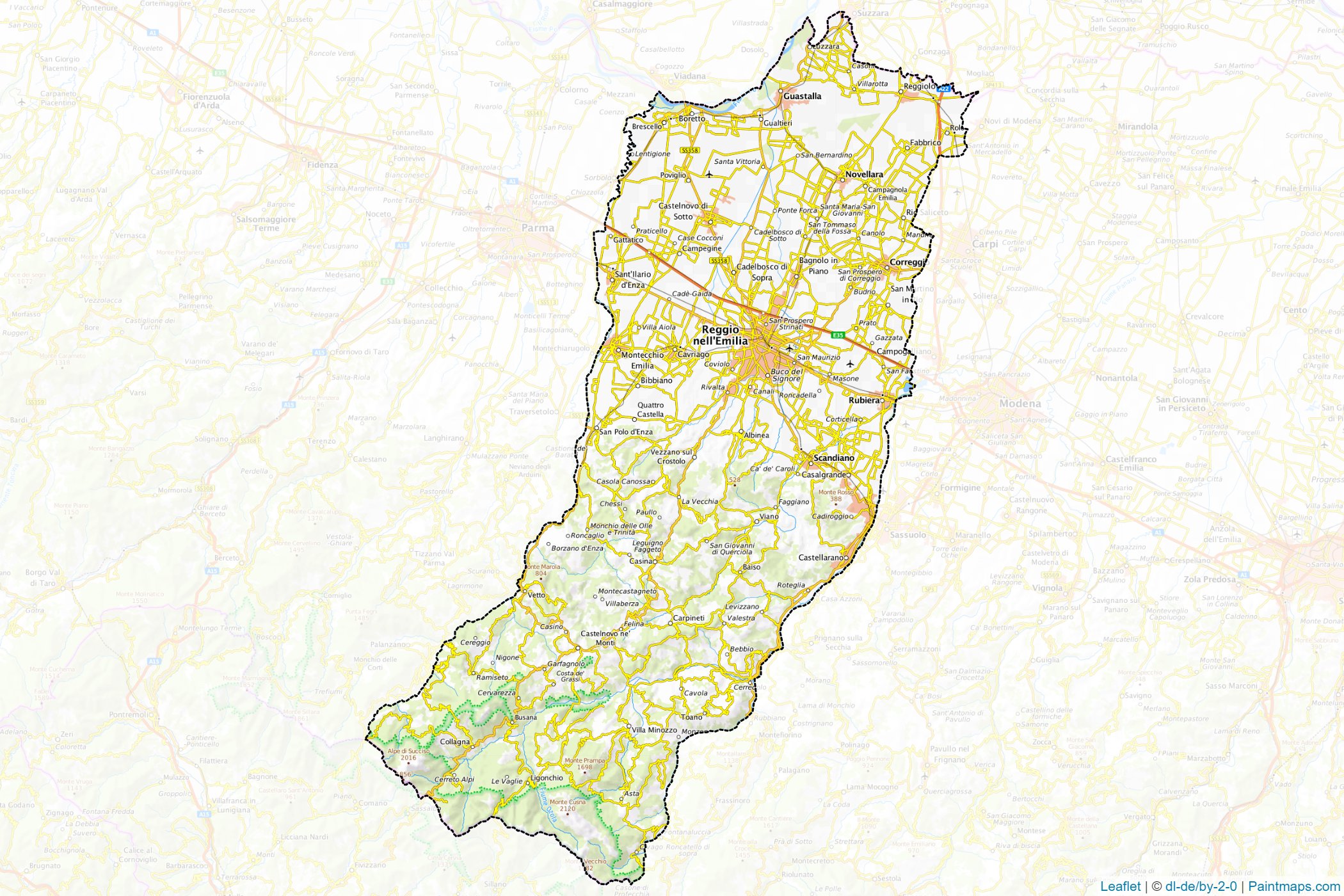 Reggio Nell'Emilia (Emilia-Romagna) Map Cropping Samples-1