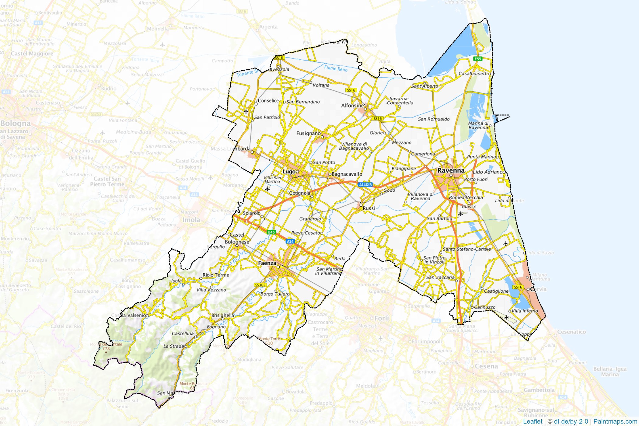 Muestras de recorte de mapas Ravenna (Emilia-Romagna)-1