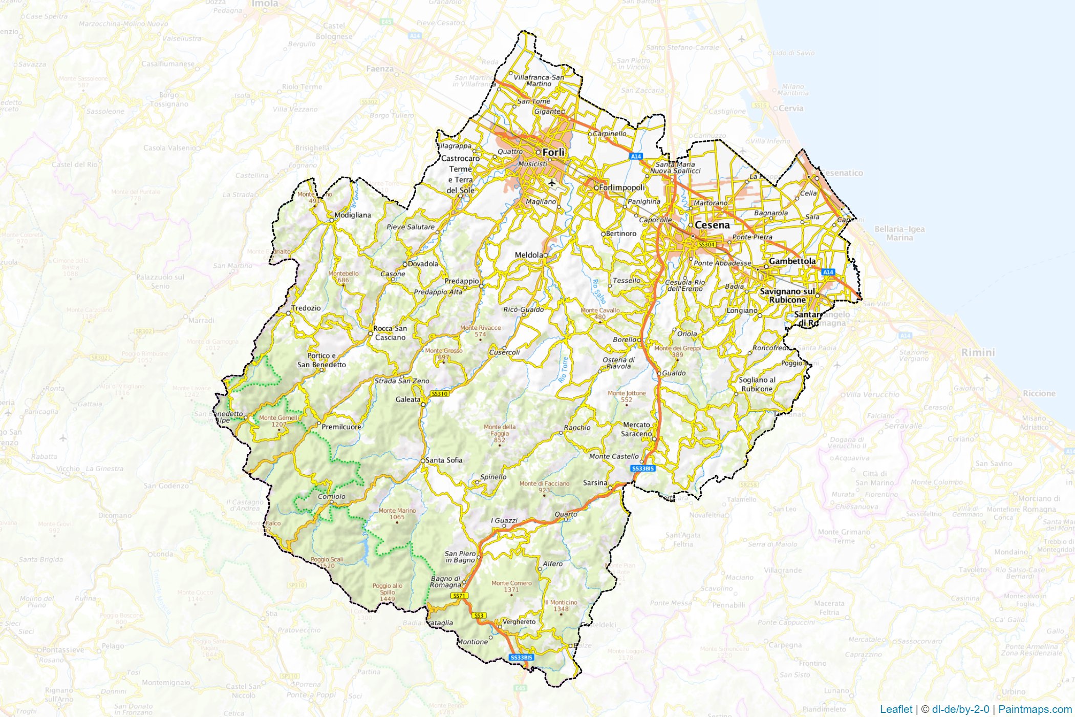 Forli'-Cesena (Emilia-Romagna) Map Cropping Samples-1