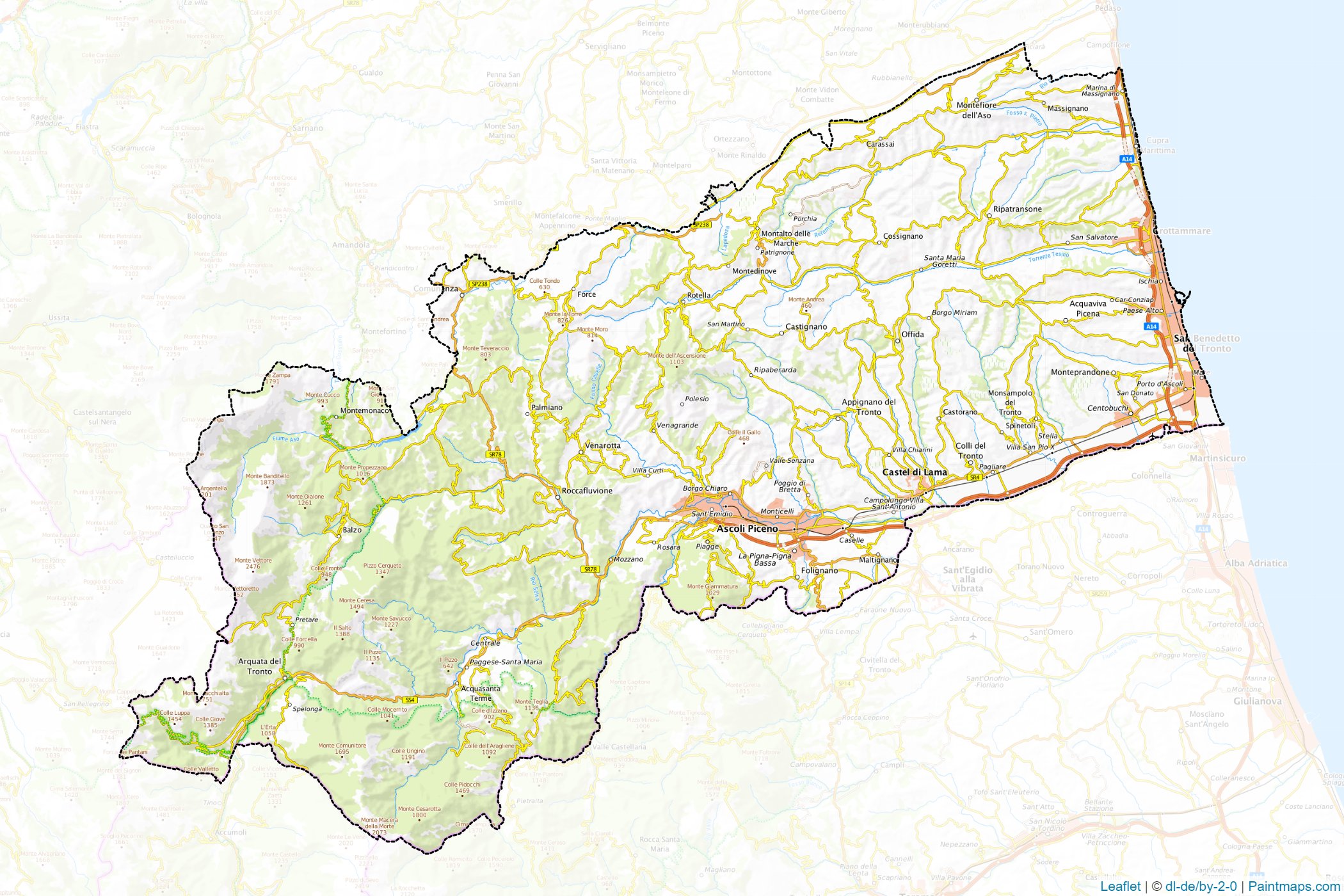 Muestras de recorte de mapas Ascoli Piceno (Marche)-1