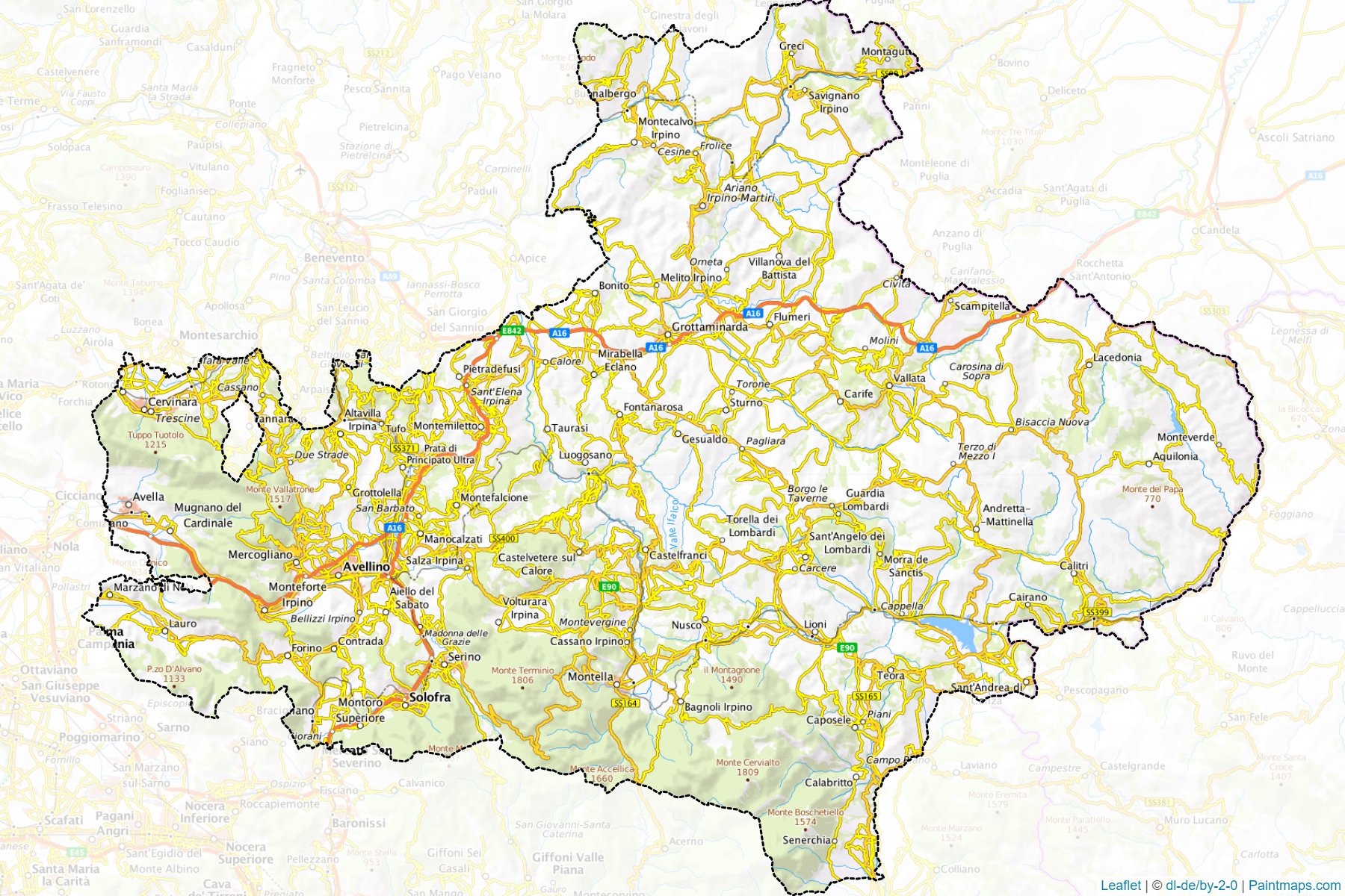 Muestras de recorte de mapas Avellino (Campania)-1