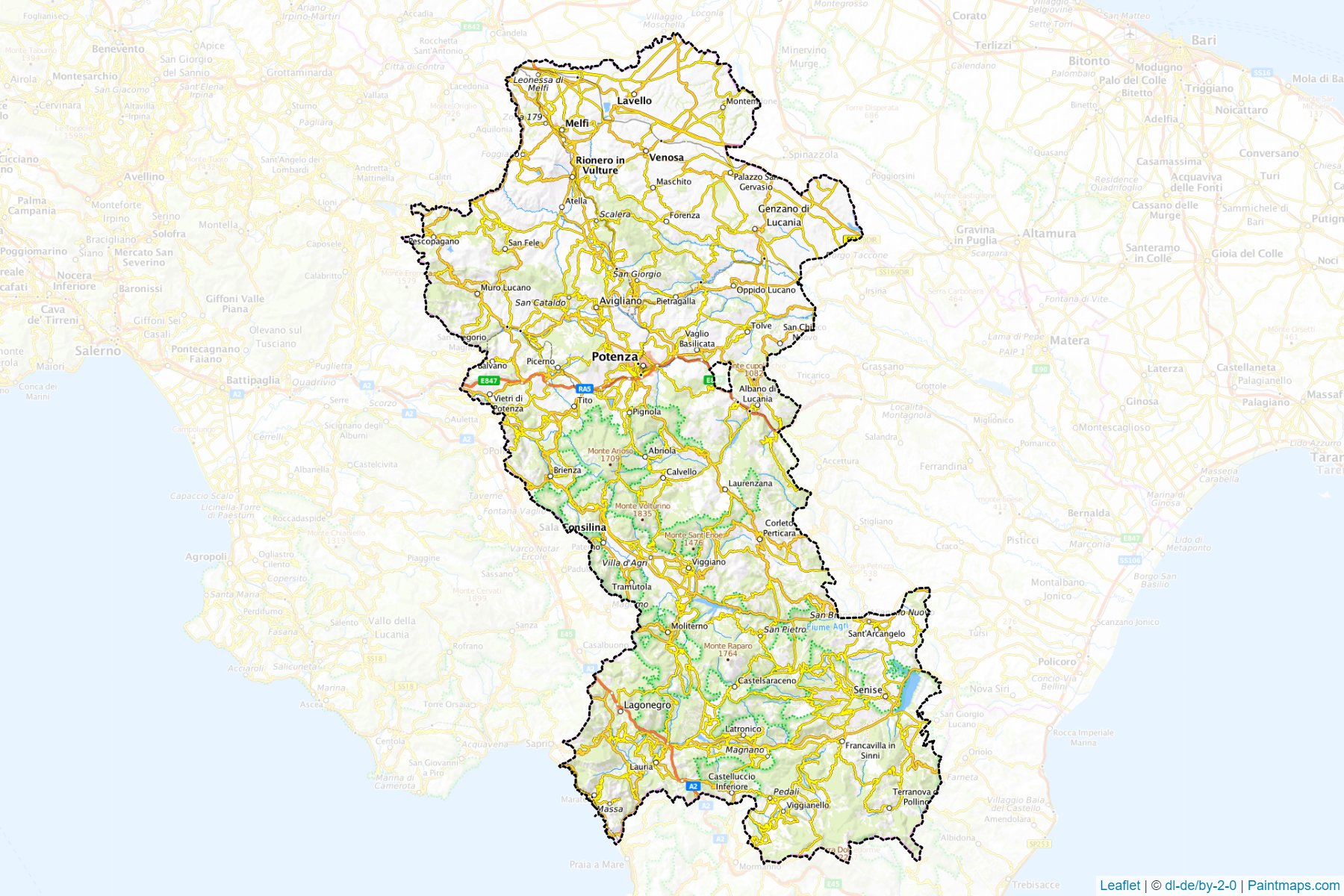 Muestras de recorte de mapas Potenza (Basilicata)-1