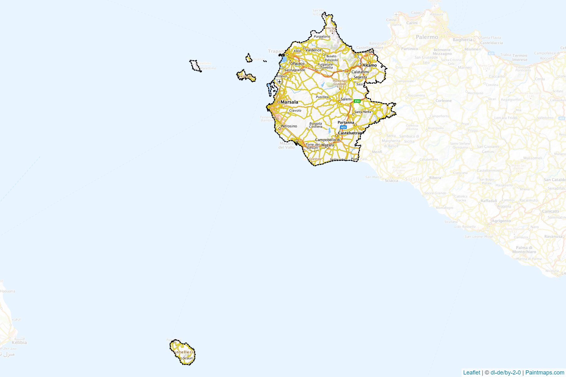 Muestras de recorte de mapas Trapani (Sicily)-1