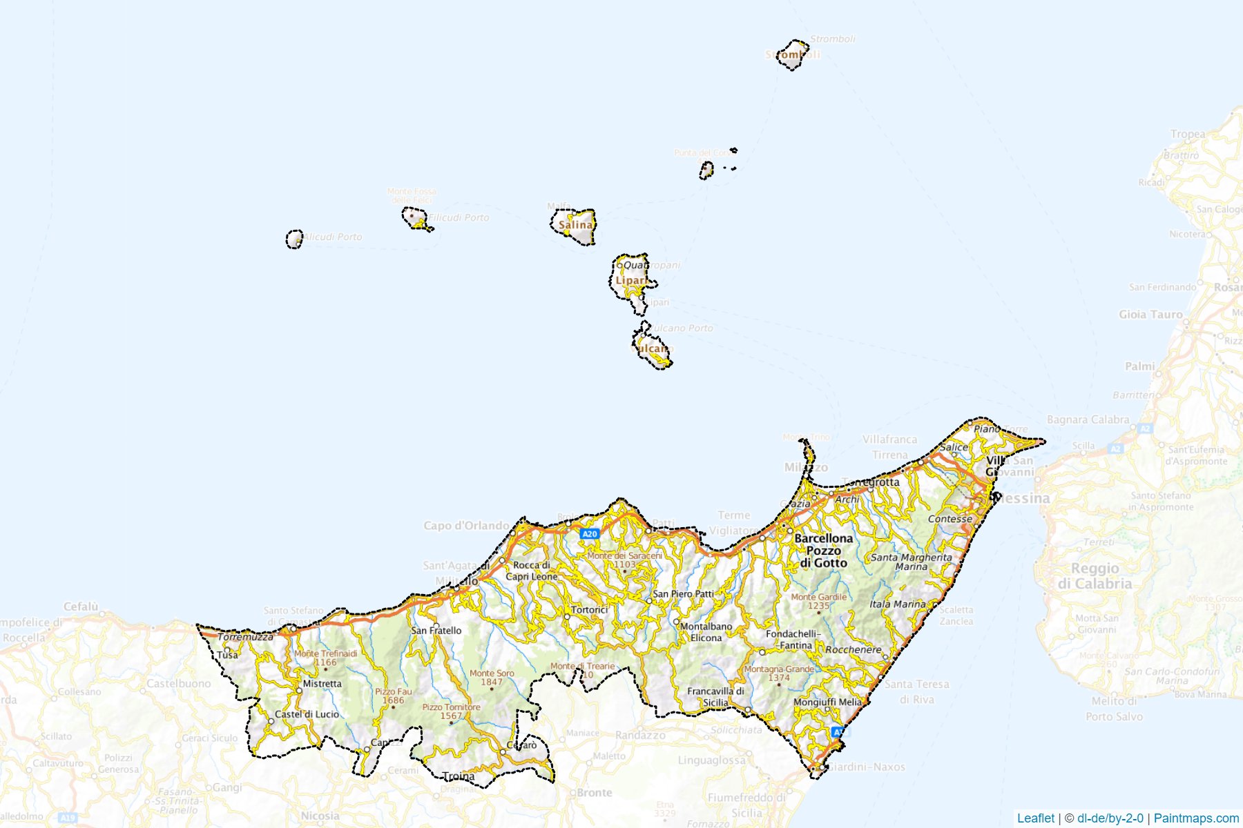 Messina ili (Sicilya Özerk Bölgesi) Haritası Örnekleri-1