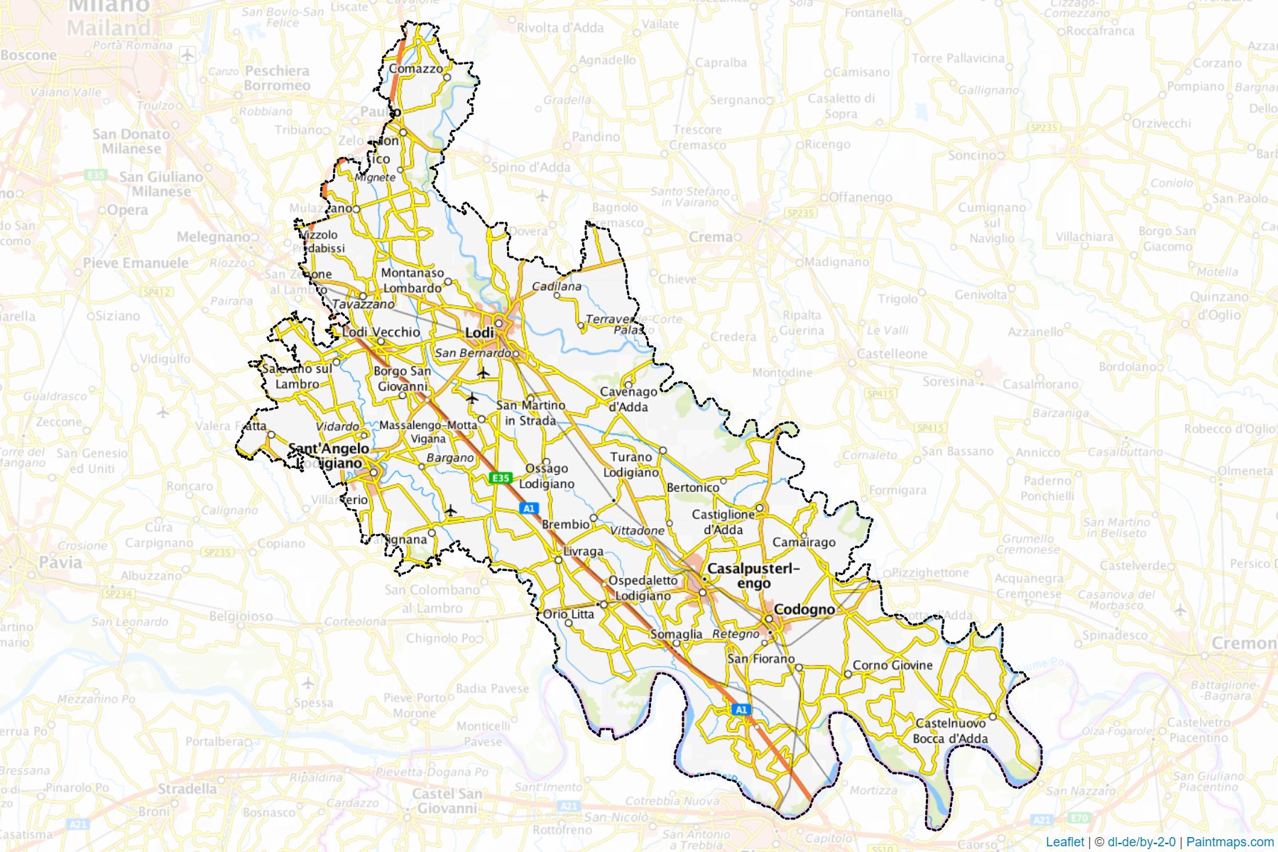 Lodi ili (Lombardiya) Haritası Örnekleri-1