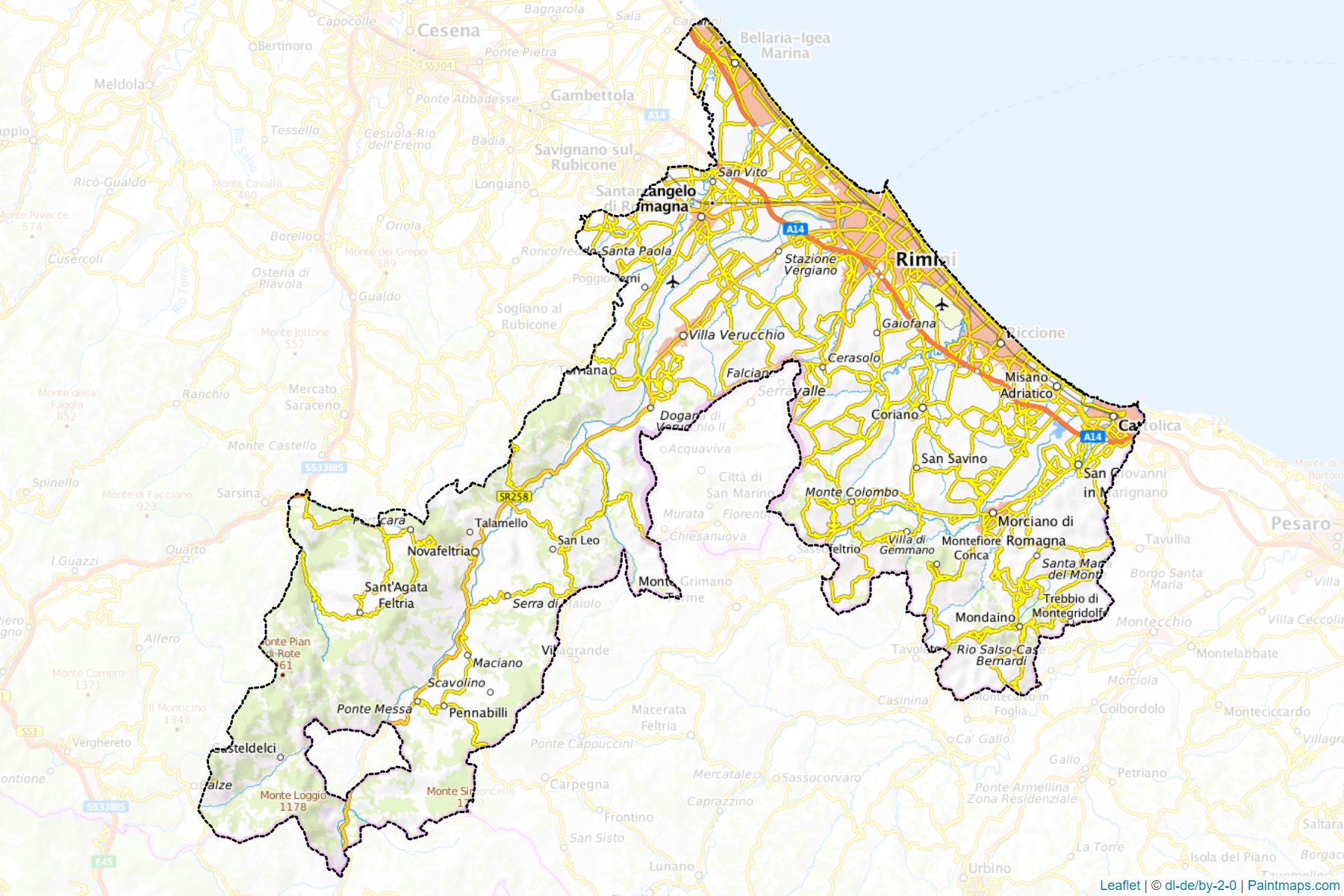 Muestras de recorte de mapas Rimini (Emilia-Romagna)-1