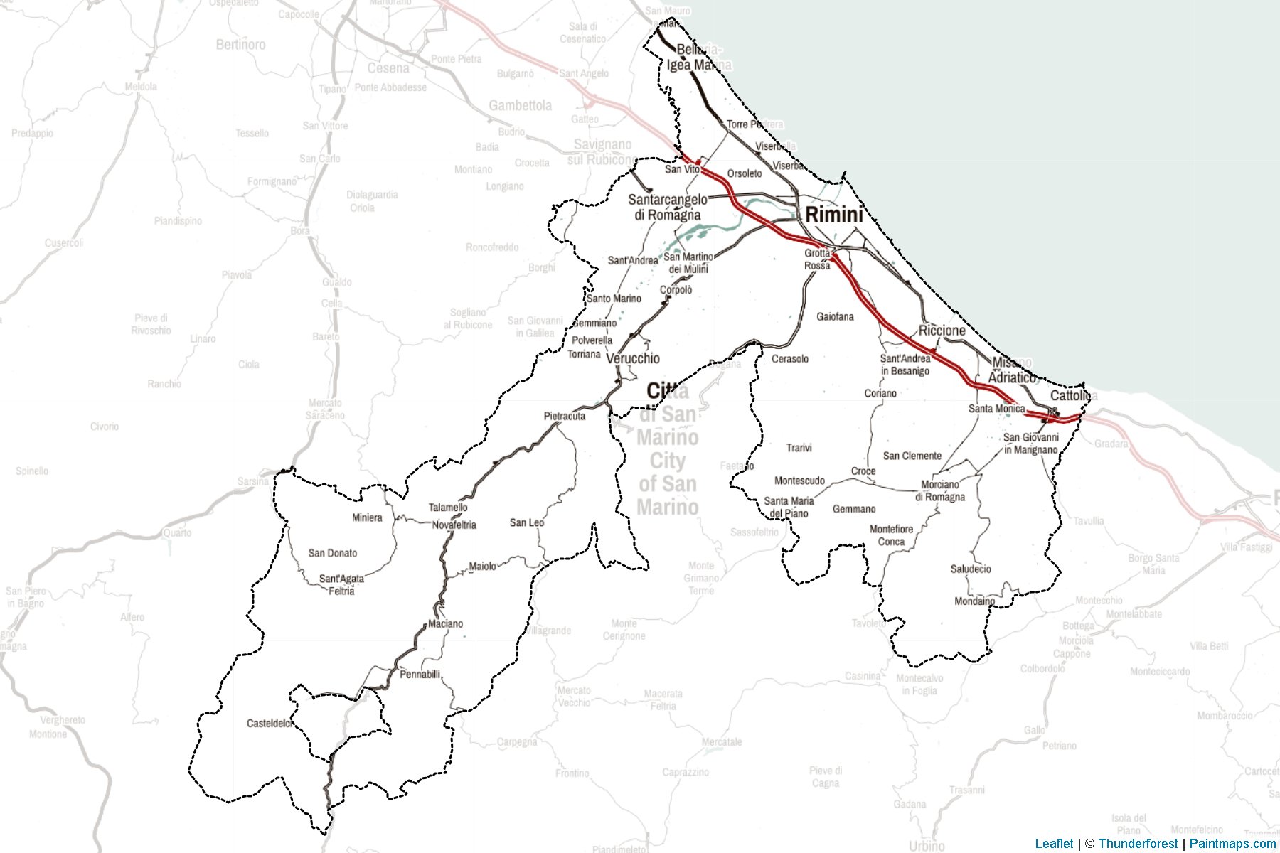 Muestras de recorte de mapas Rimini (Emilia-Romagna)-2