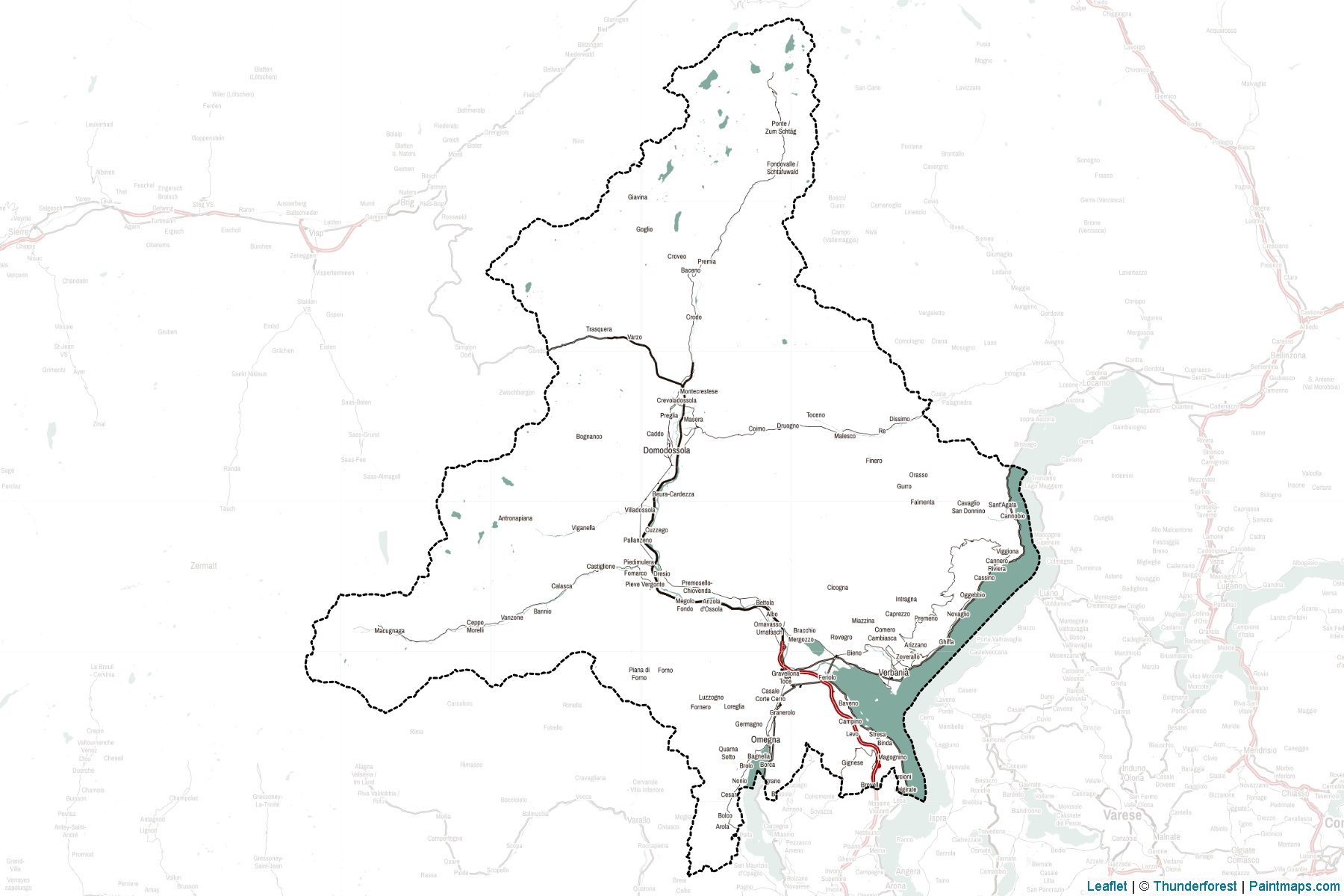 Muestras de recorte de mapas Verbano-Cusio-Ossola (Piedmont)-2