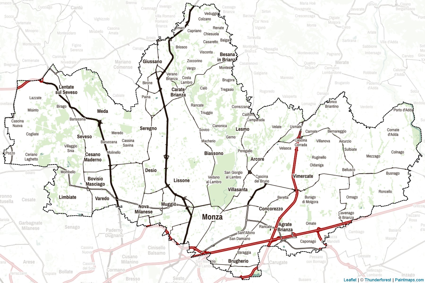 Muestras de recorte de mapas Monza E Della Brianza (Lombardy)-2