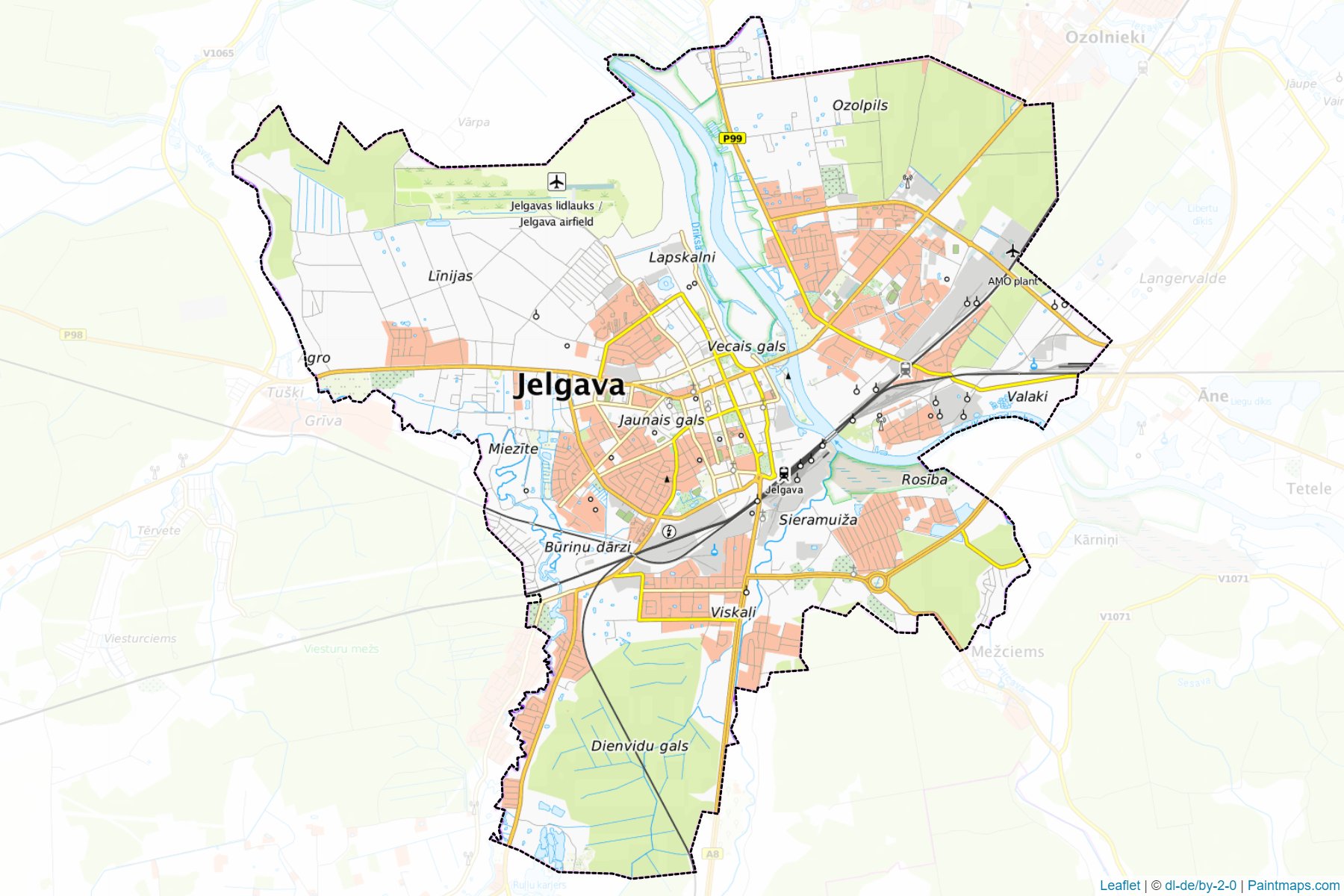 Muestras de recorte de mapas Jelgava (Letonia)-1