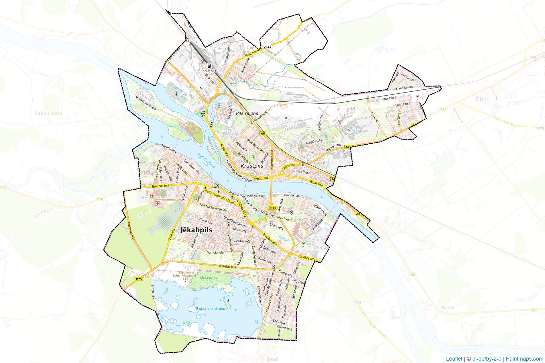 Muestras de recorte de mapas Jekabpils (Letonia)-1