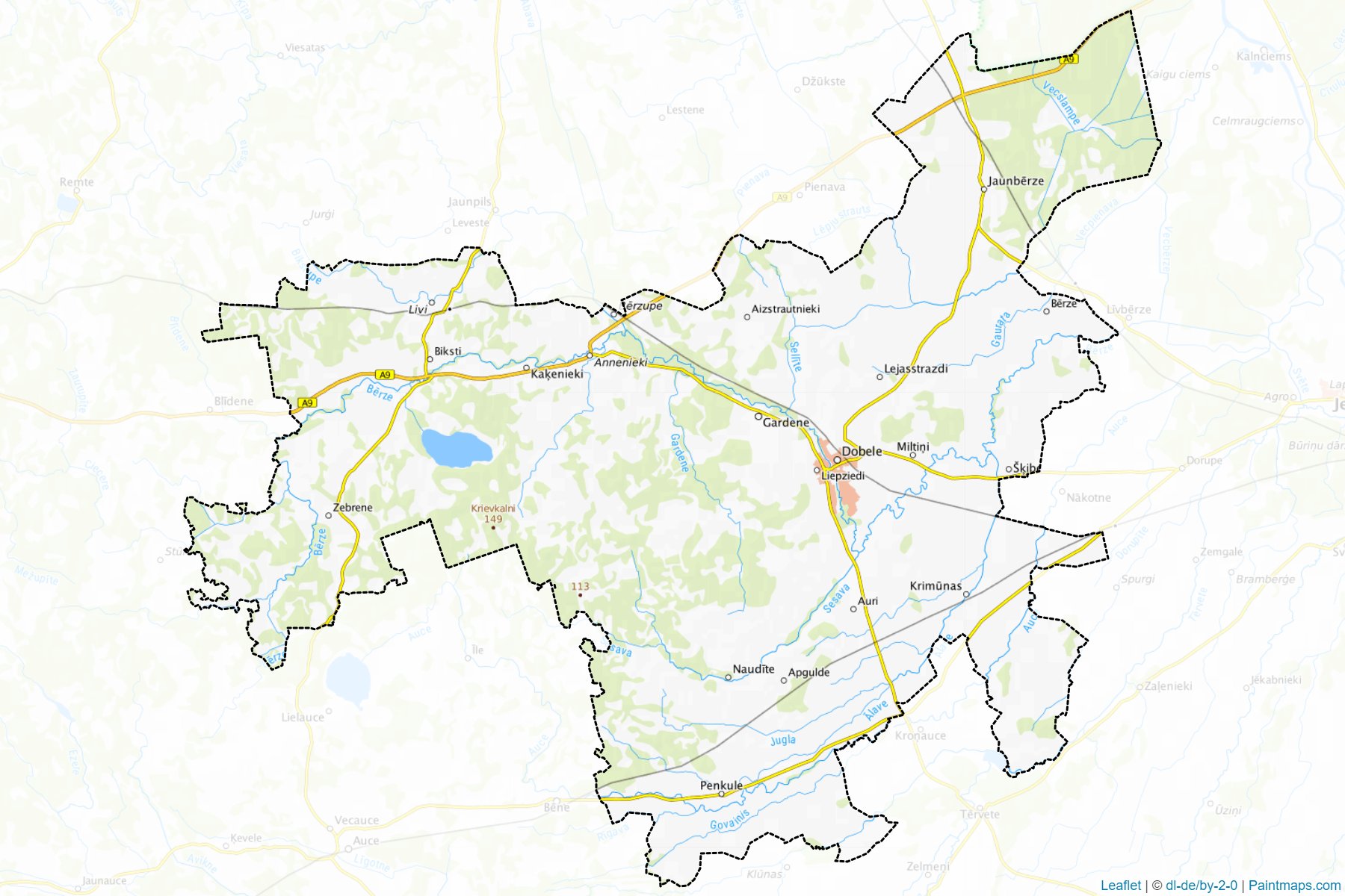 Muestras de recorte de mapas Dobeles (Letonia)-1