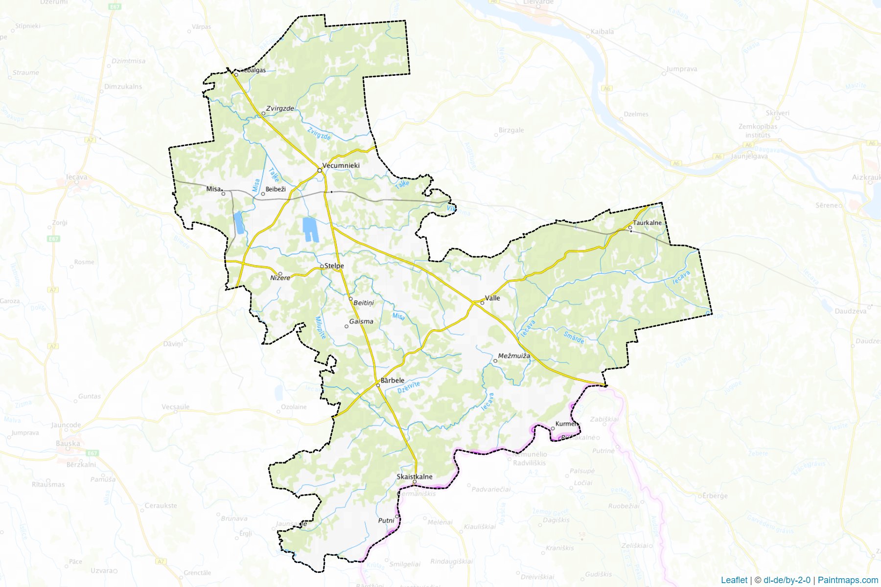 Muestras de recorte de mapas Vecumnieku (Letonia)-1