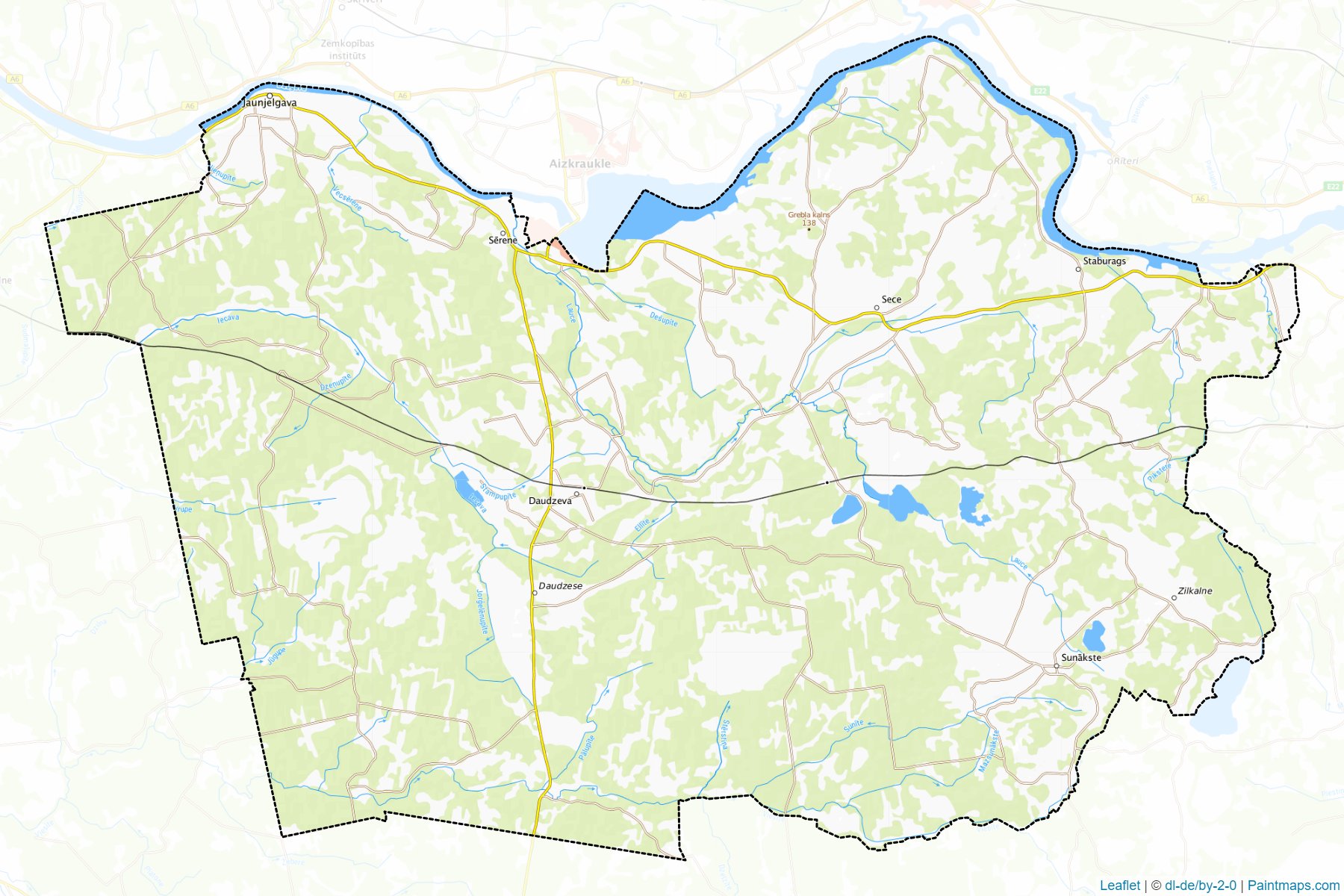 Muestras de recorte de mapas Jaunjelgavas (Letonia)-1