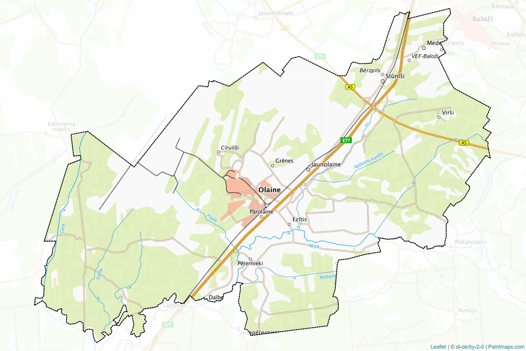 Muestras de recorte de mapas Olaines (Letonia)-1