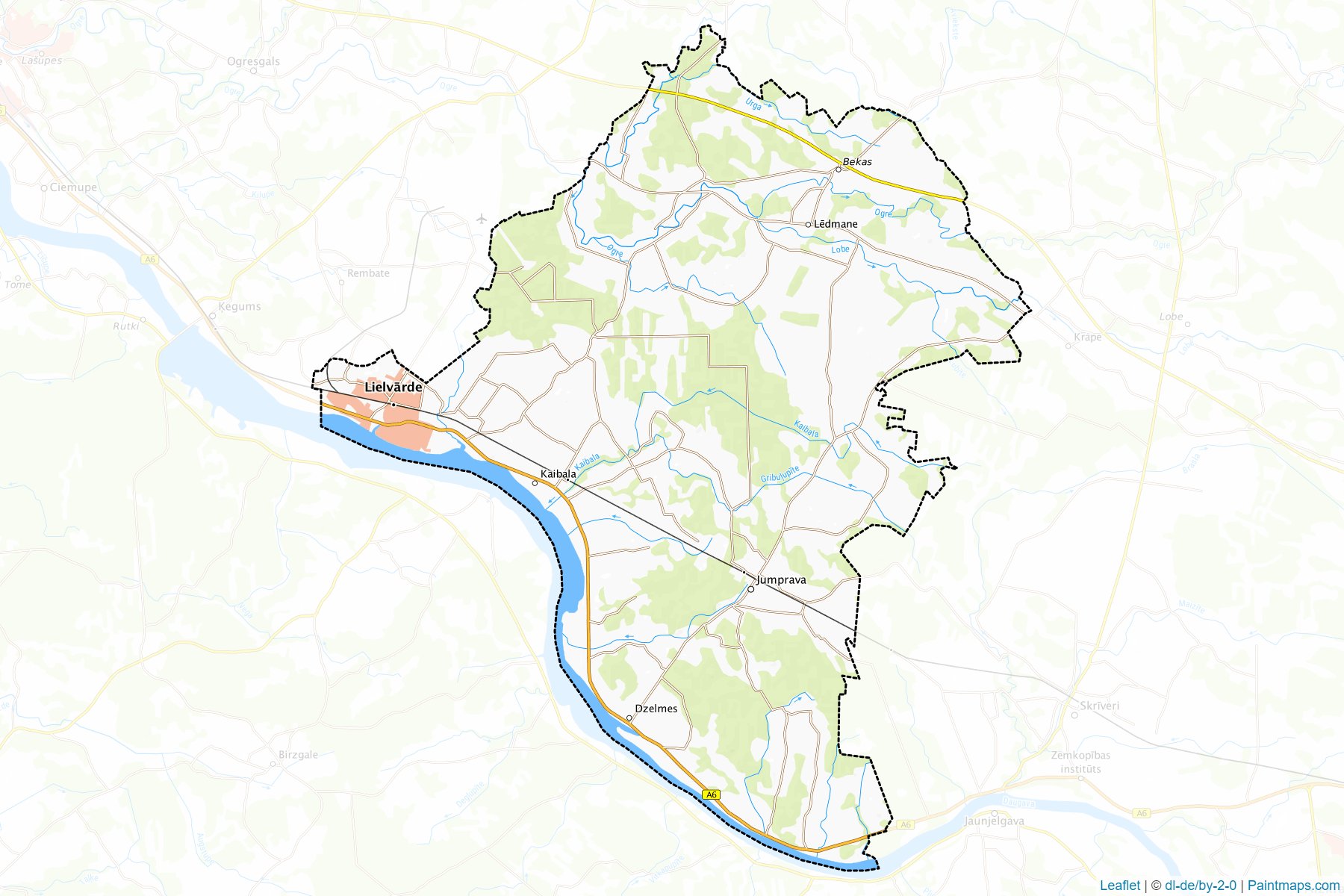 Muestras de recorte de mapas Lielvardes (Letonia)-1