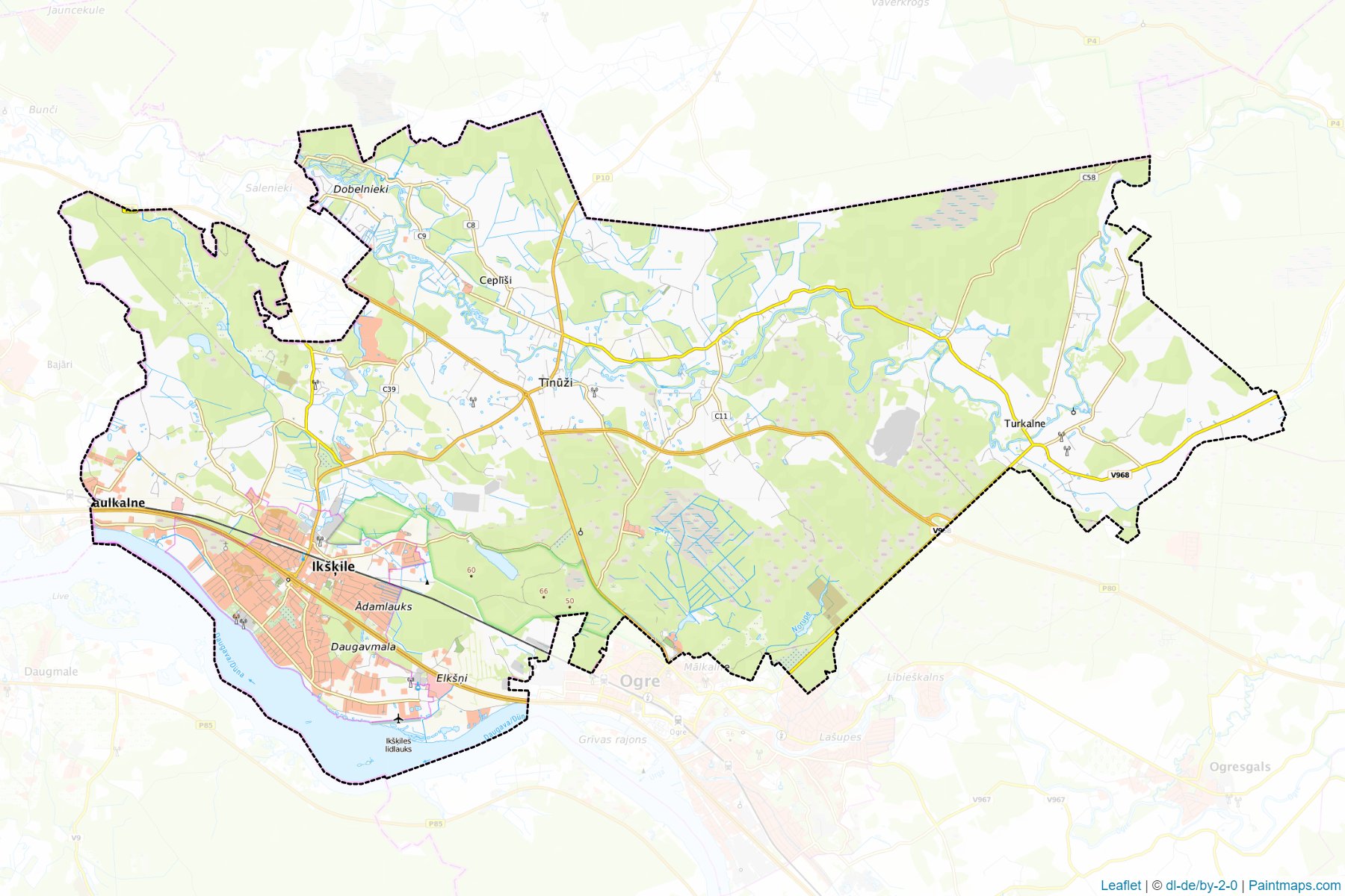 Muestras de recorte de mapas Ikškiles (Letonia)-1