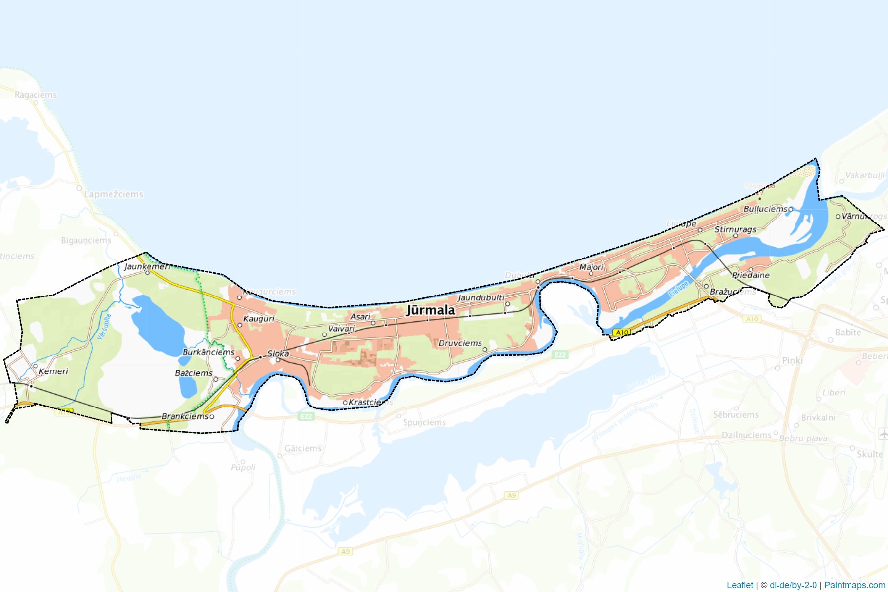 Muestras de recorte de mapas Jurmala (Letonia)-1