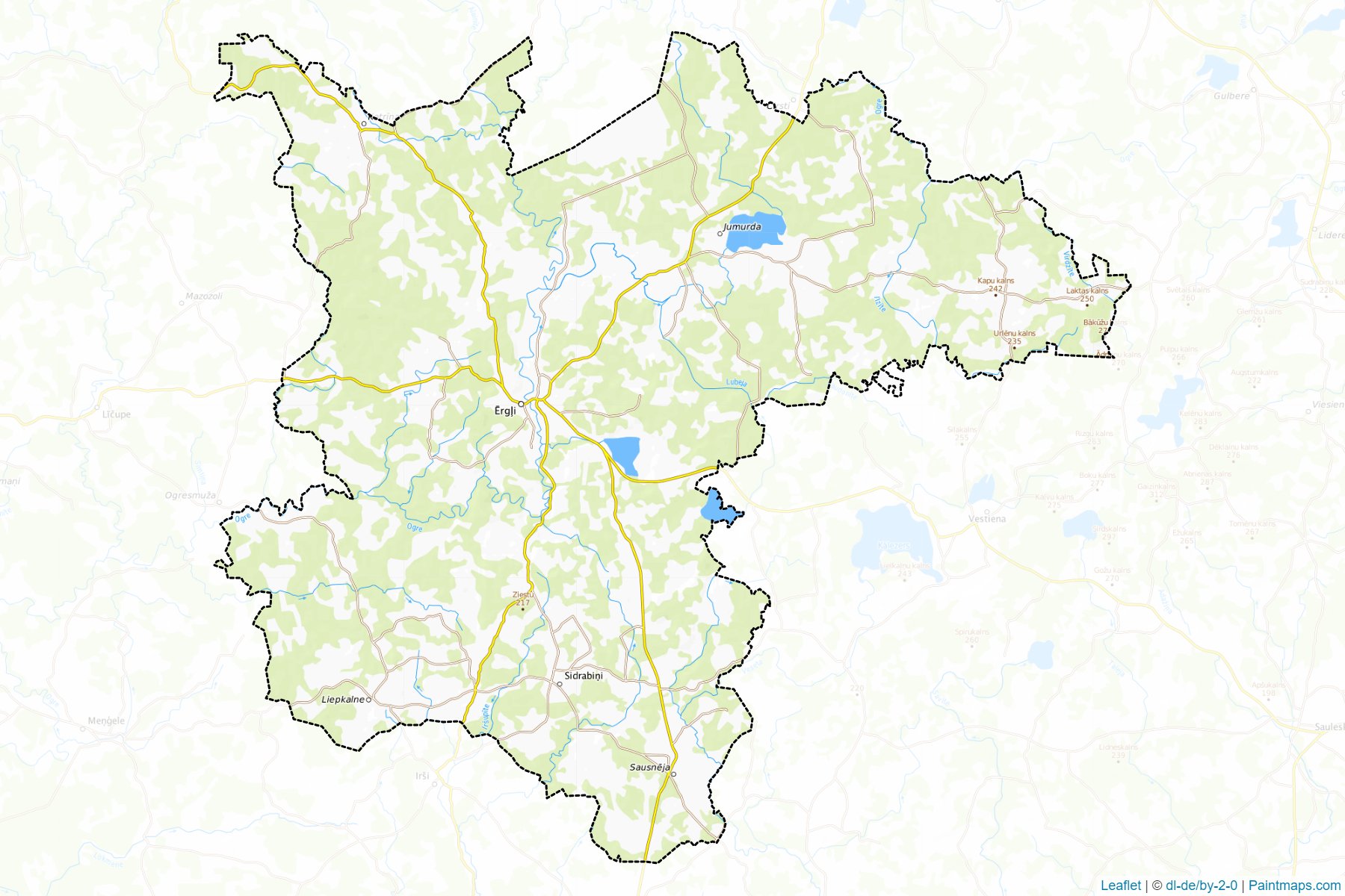 Muestras de recorte de mapas Erglu (Letonia)-1