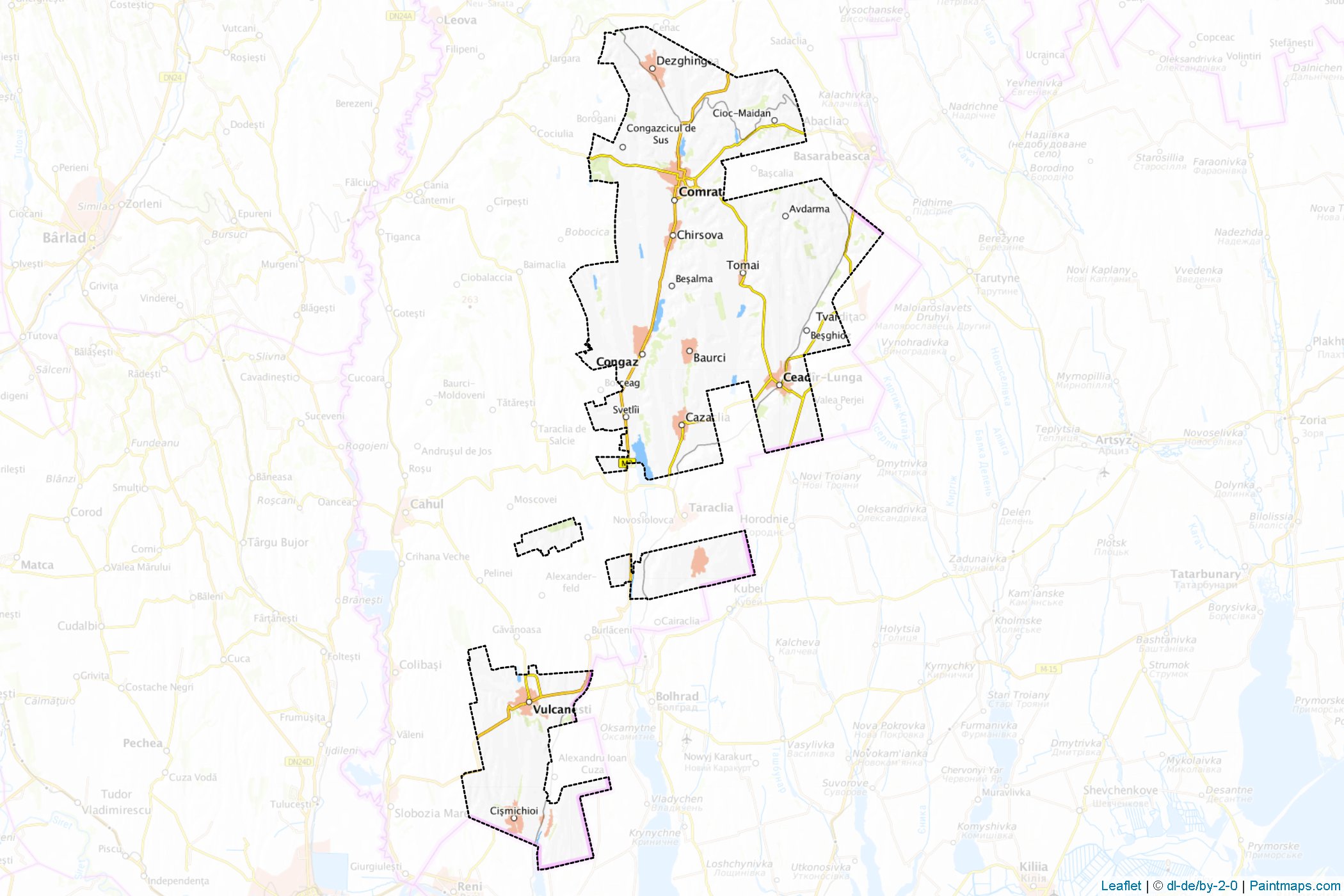 Muestras de recorte de mapas Unitatea Teritotrială Autonomă Găgăuzia (Moldavia)-1