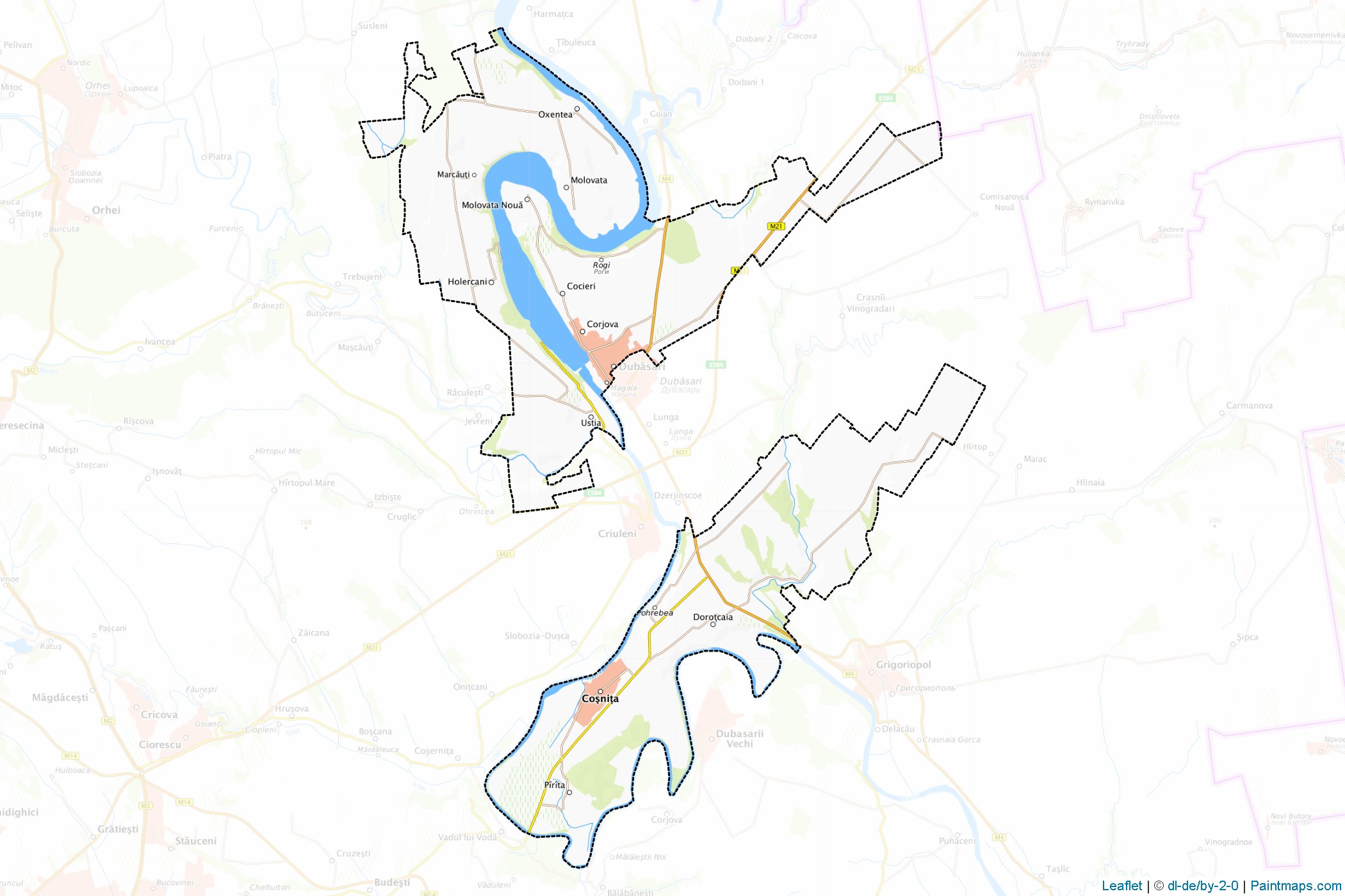 Muestras de recorte de mapas Dubăsari (Moldavia)-1