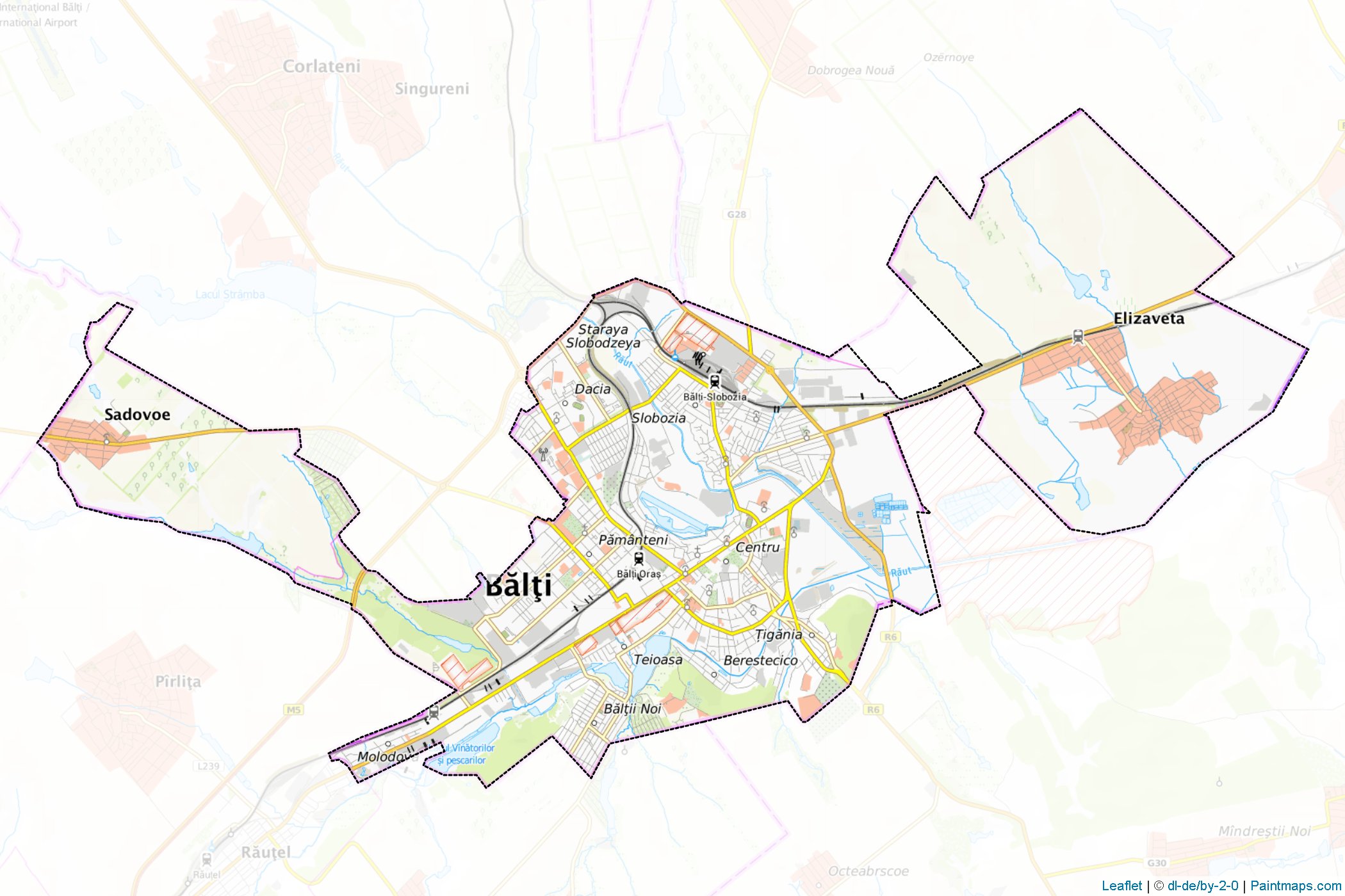 Muestras de recorte de mapas mun.Bălţi (Moldavia)-1