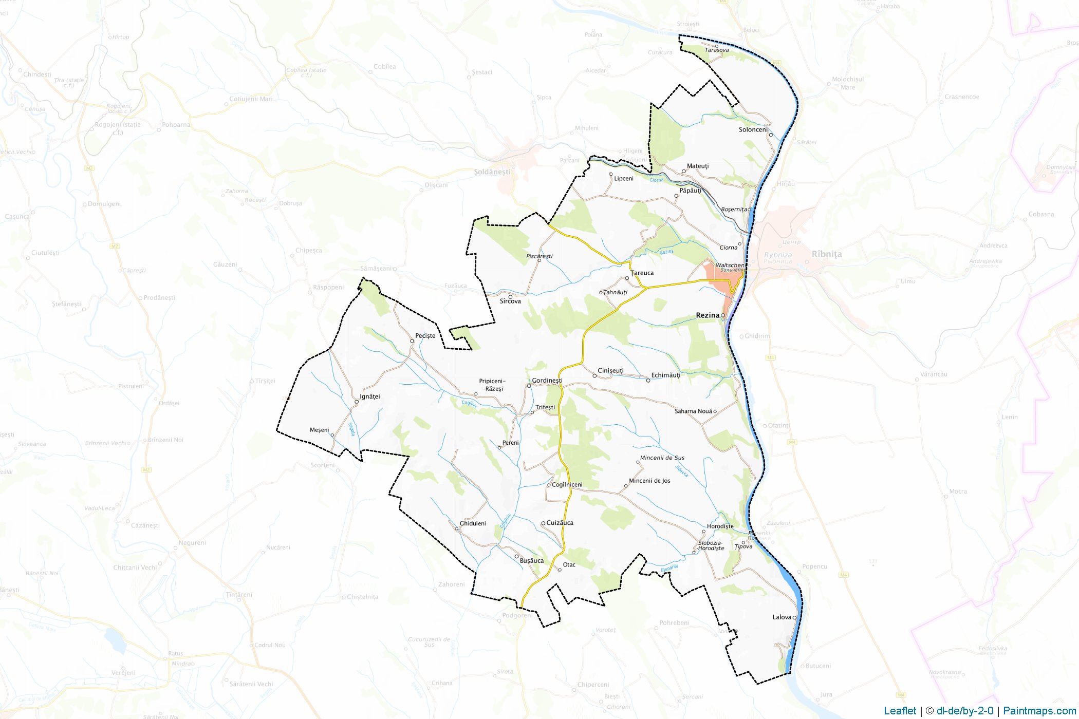 Muestras de recorte de mapas Rezina (Moldavia)-1