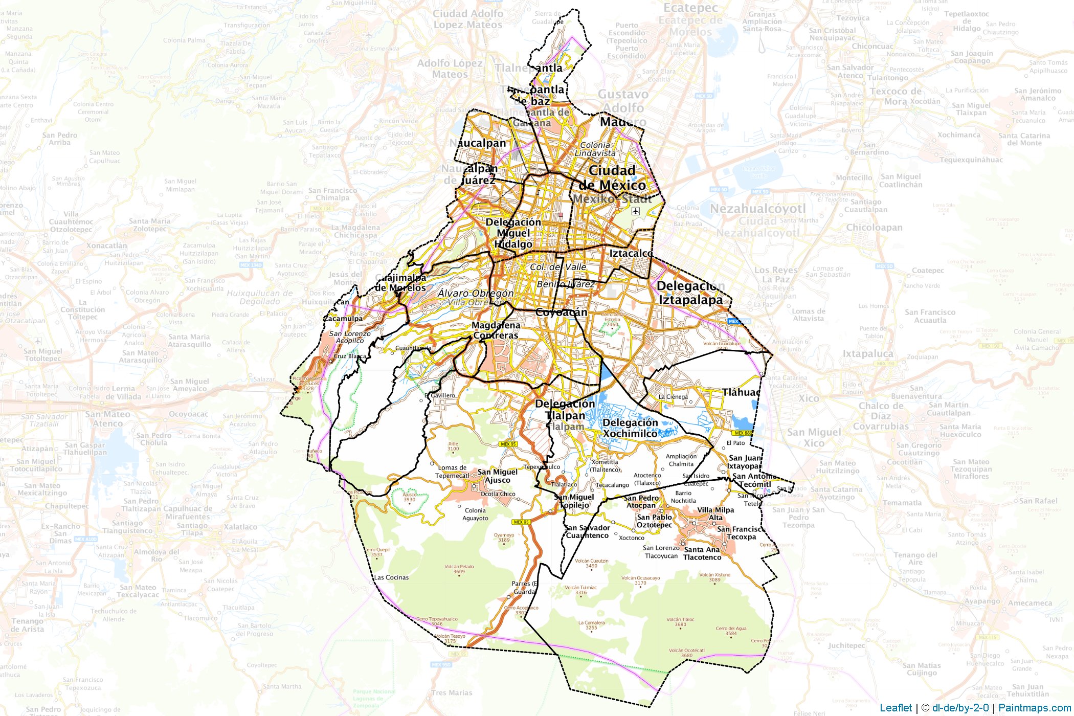 Ciudad de México (Meksika) Haritası Örnekleri-1