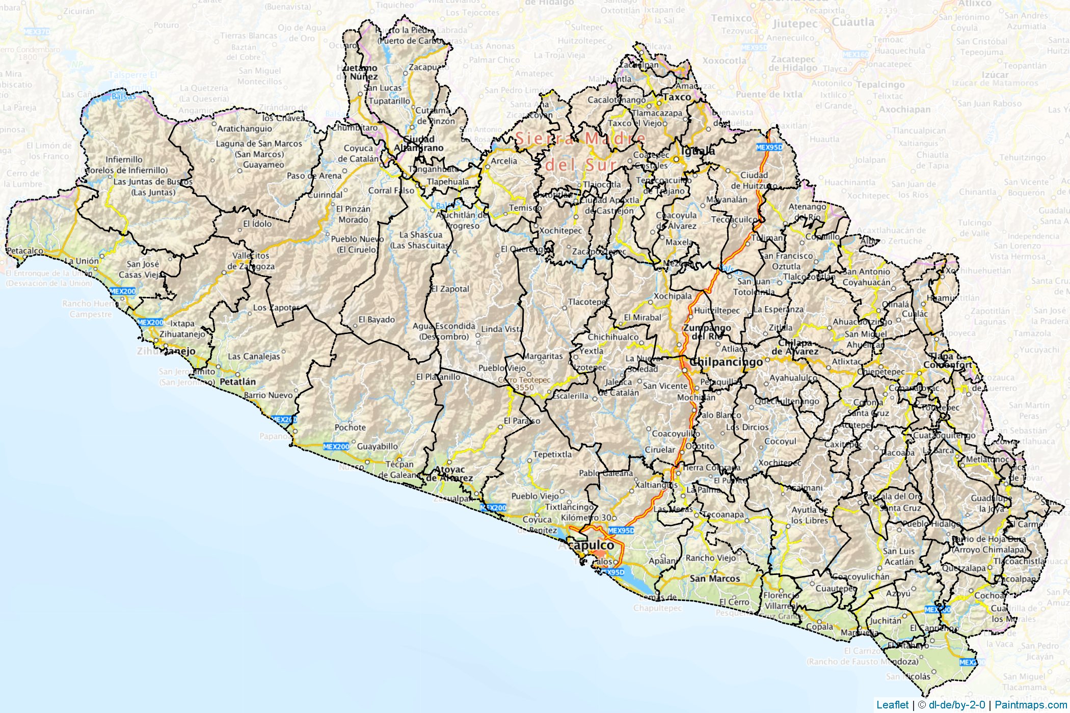 Muestras de recorte de mapas Guerrero (Méjico)-1