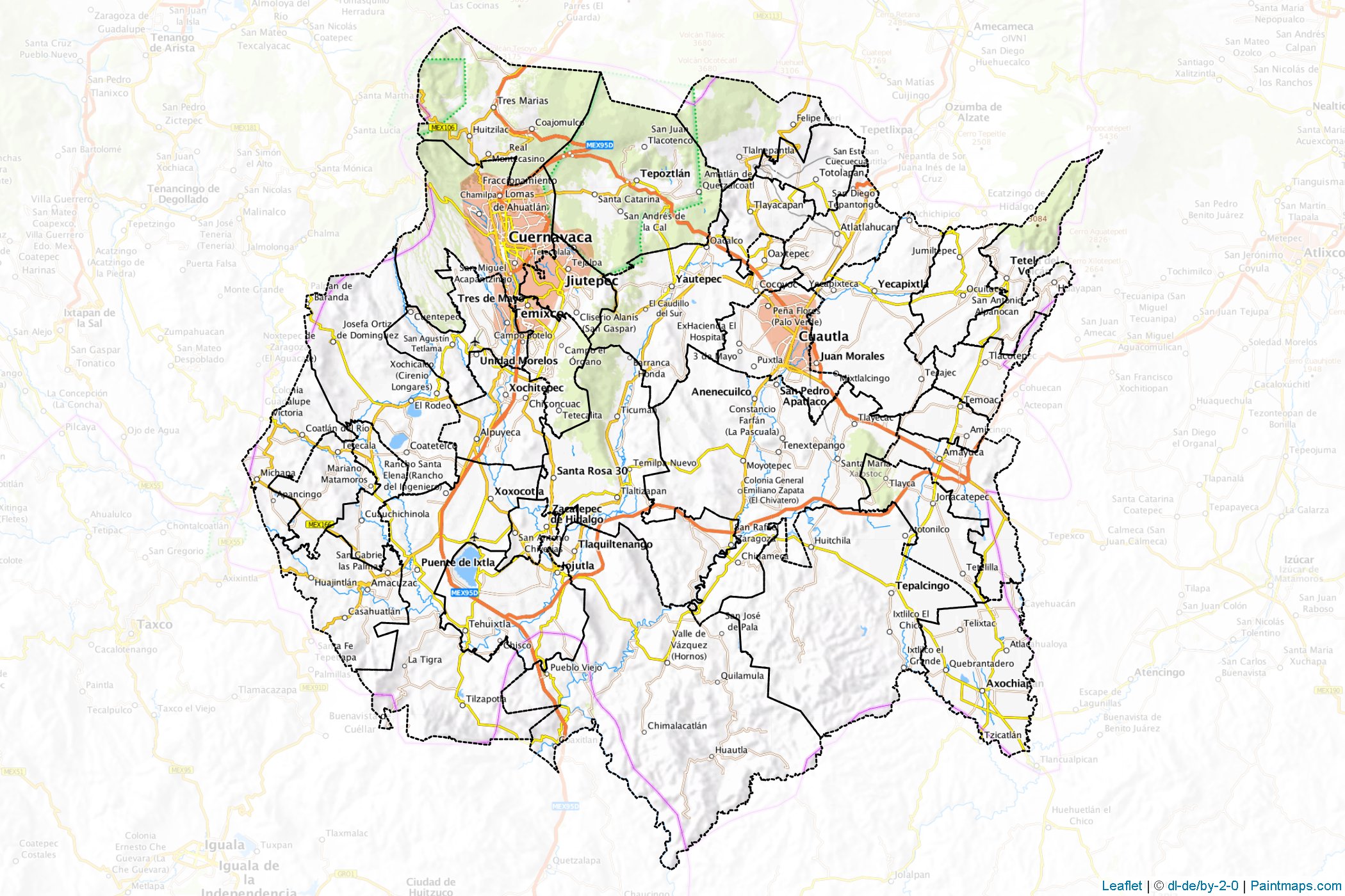 Muestras de recorte de mapas Morelos (Méjico)-1