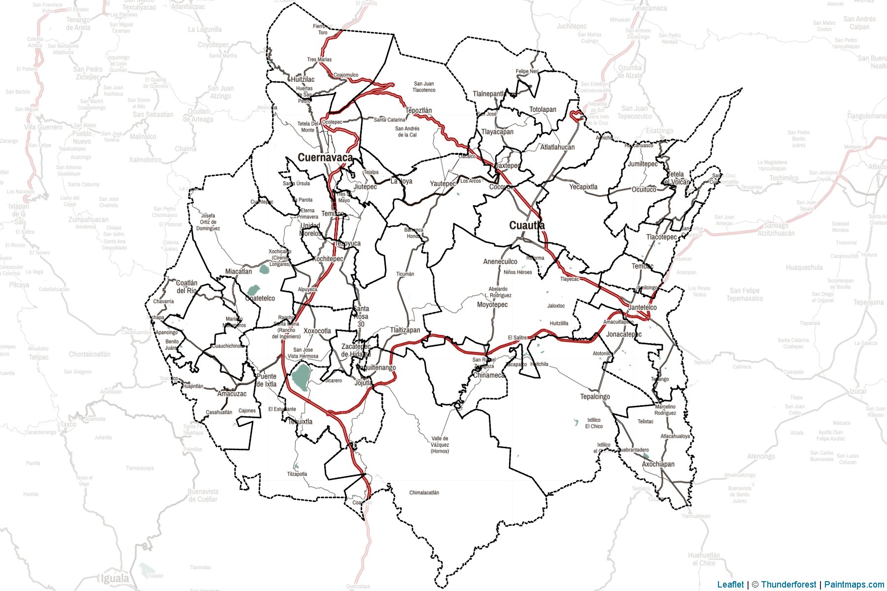 Muestras de recorte de mapas Morelos (Méjico)-2