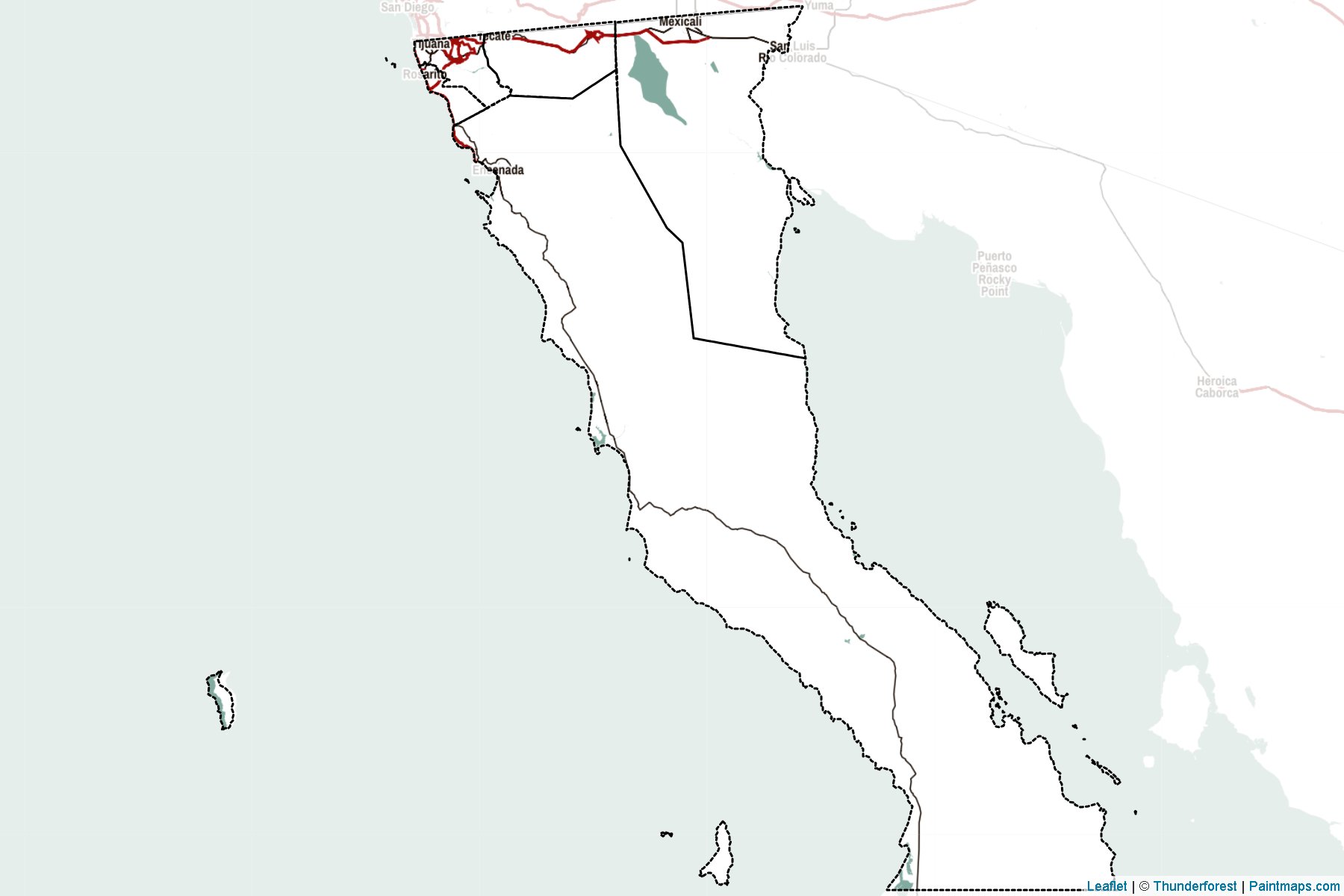 Muestras de recorte de mapas Baja California (Méjico)-2