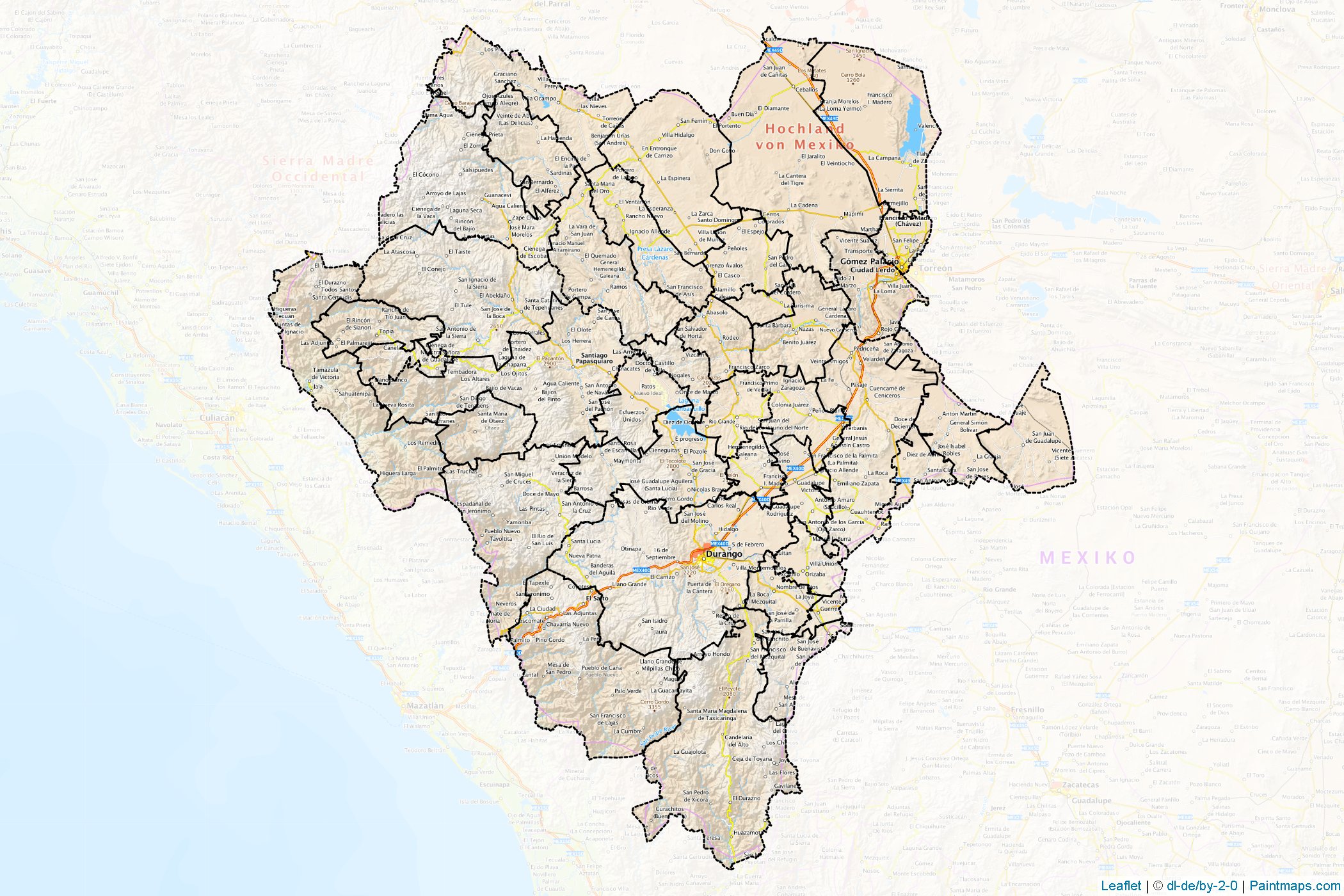 Muestras de recorte de mapas Durango (Méjico)-1