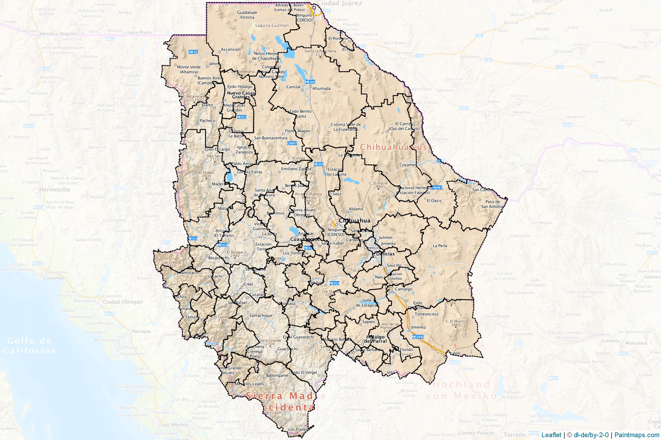 Muestras de recorte de mapas Chihuahua (Méjico)-1