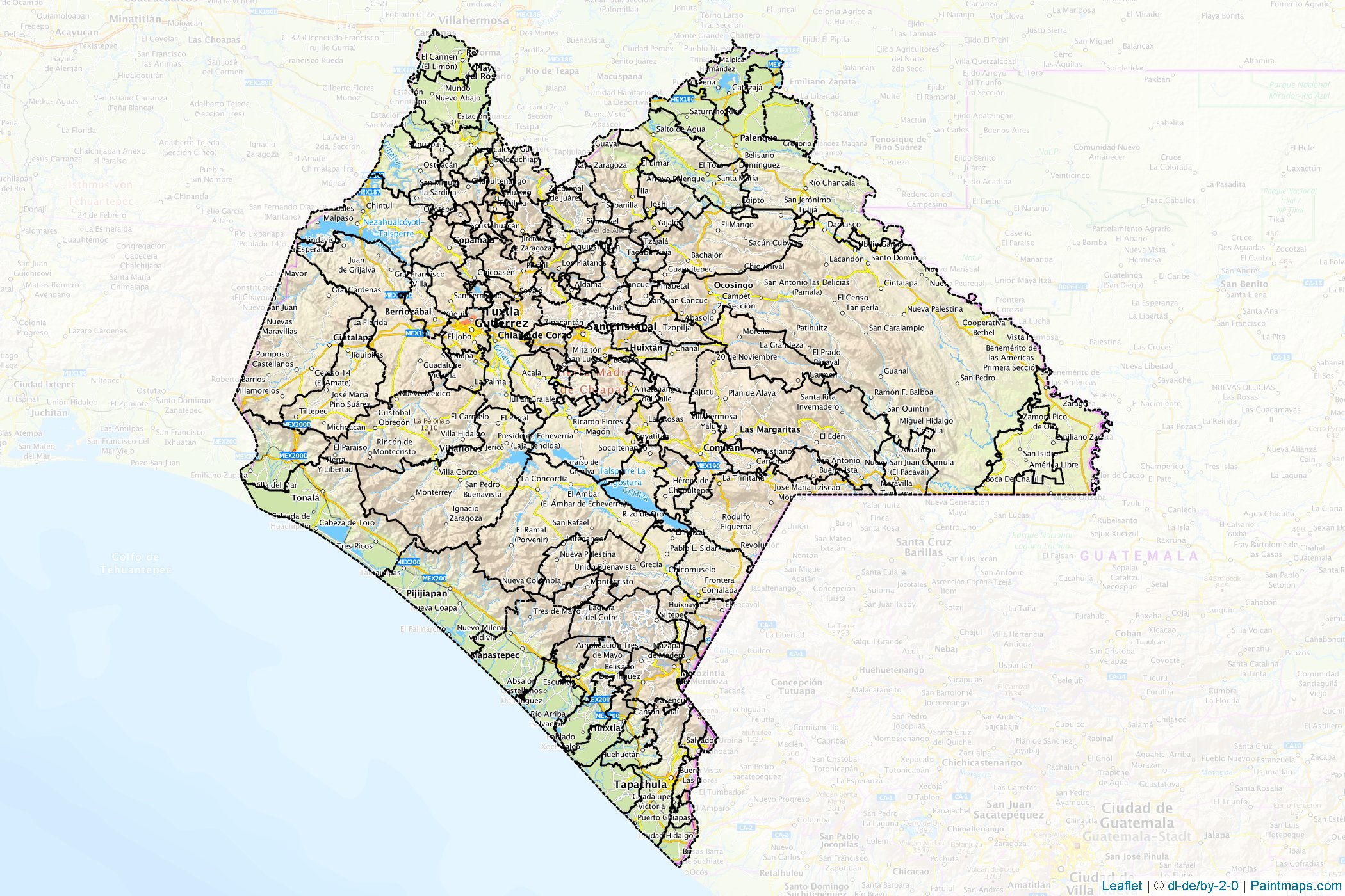 Chiapas (Meksika) Haritası Örnekleri-1