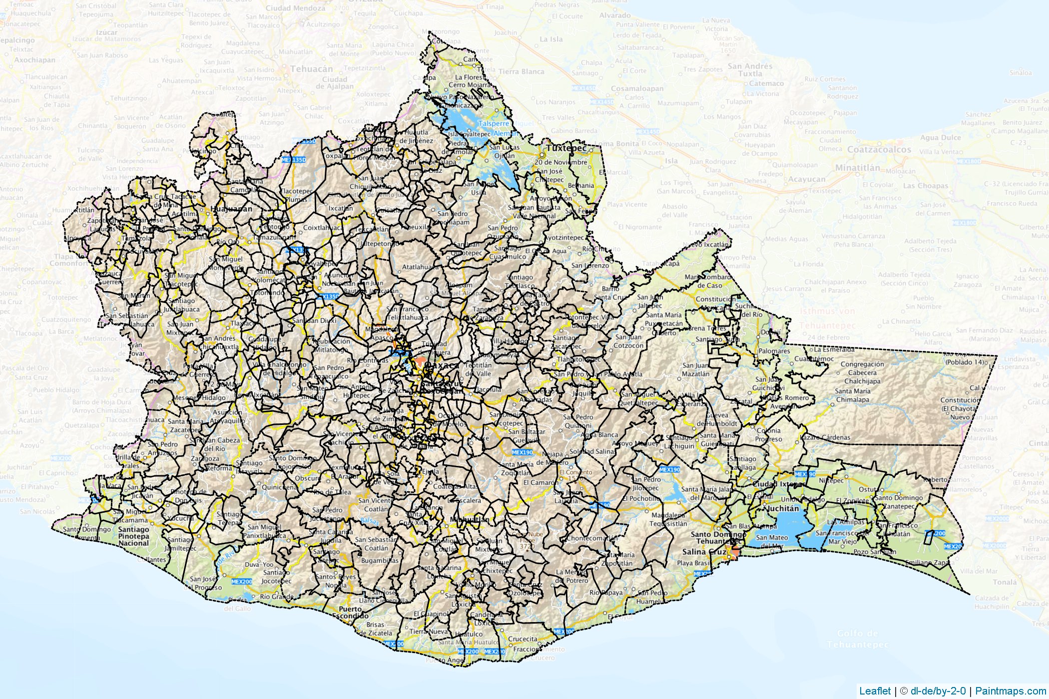 Muestras de recorte de mapas Oaxaca (Méjico)-1