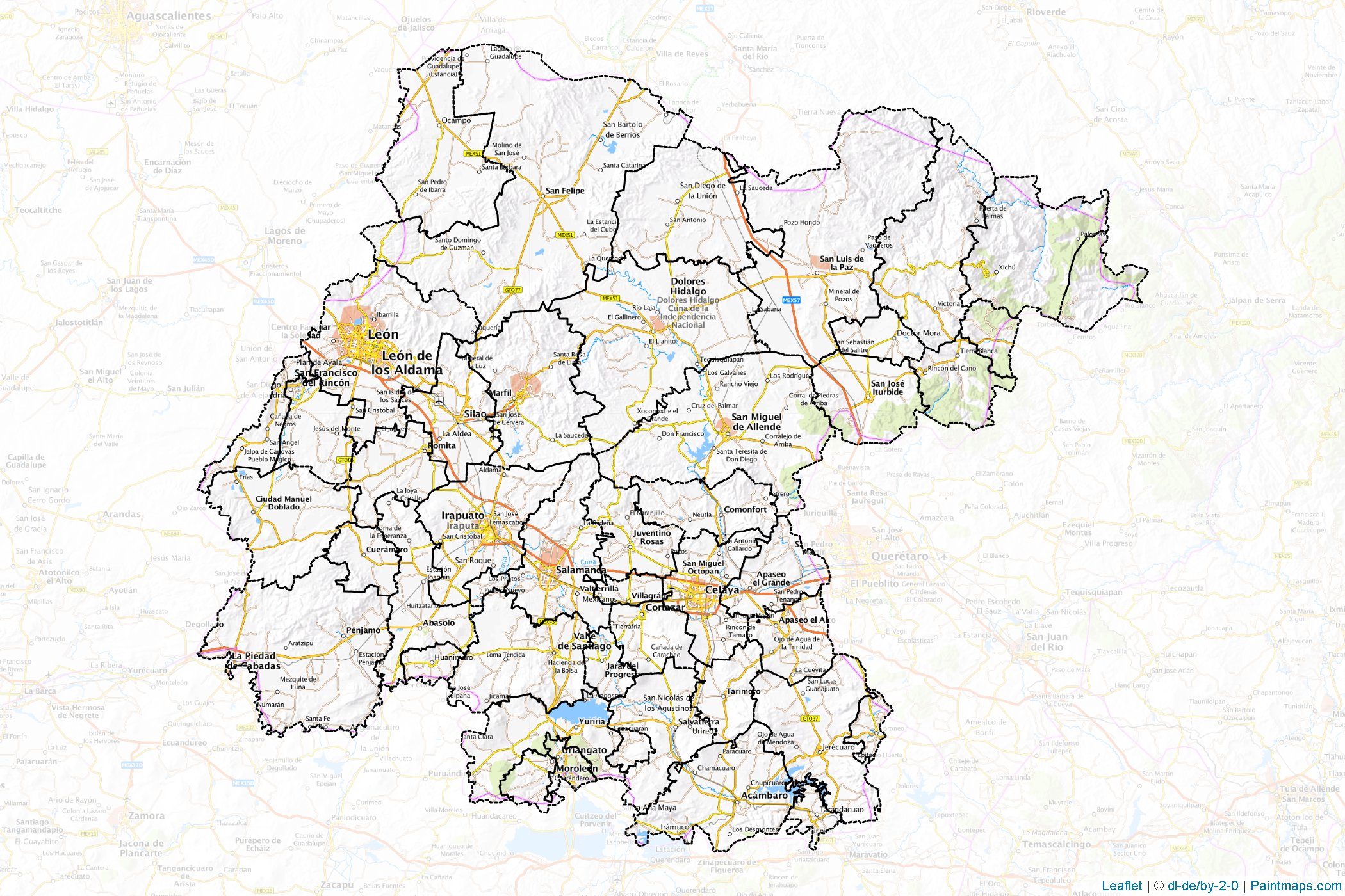 Muestras de recorte de mapas Guanajuato (Méjico)-1