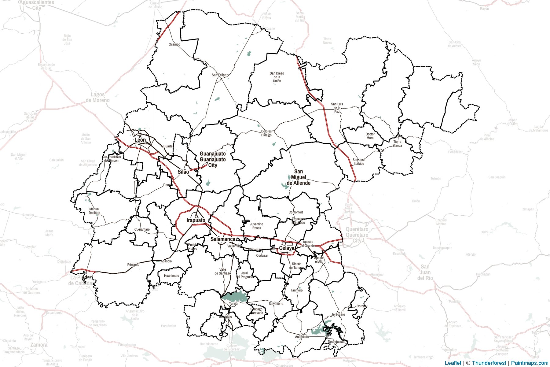 Muestras de recorte de mapas Guanajuato (Méjico)-2