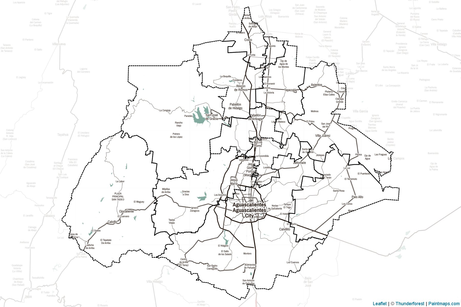 Aguascalientes (Meksika) Haritası Örnekleri-2
