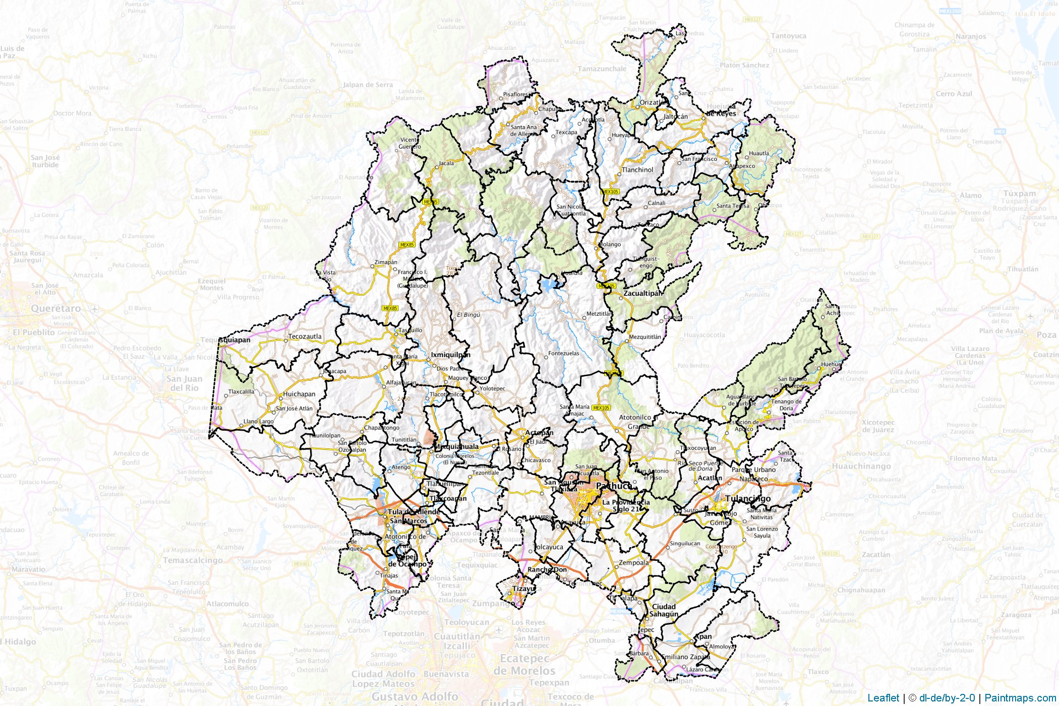 Muestras de recorte de mapas Hidalgo (Méjico)-1