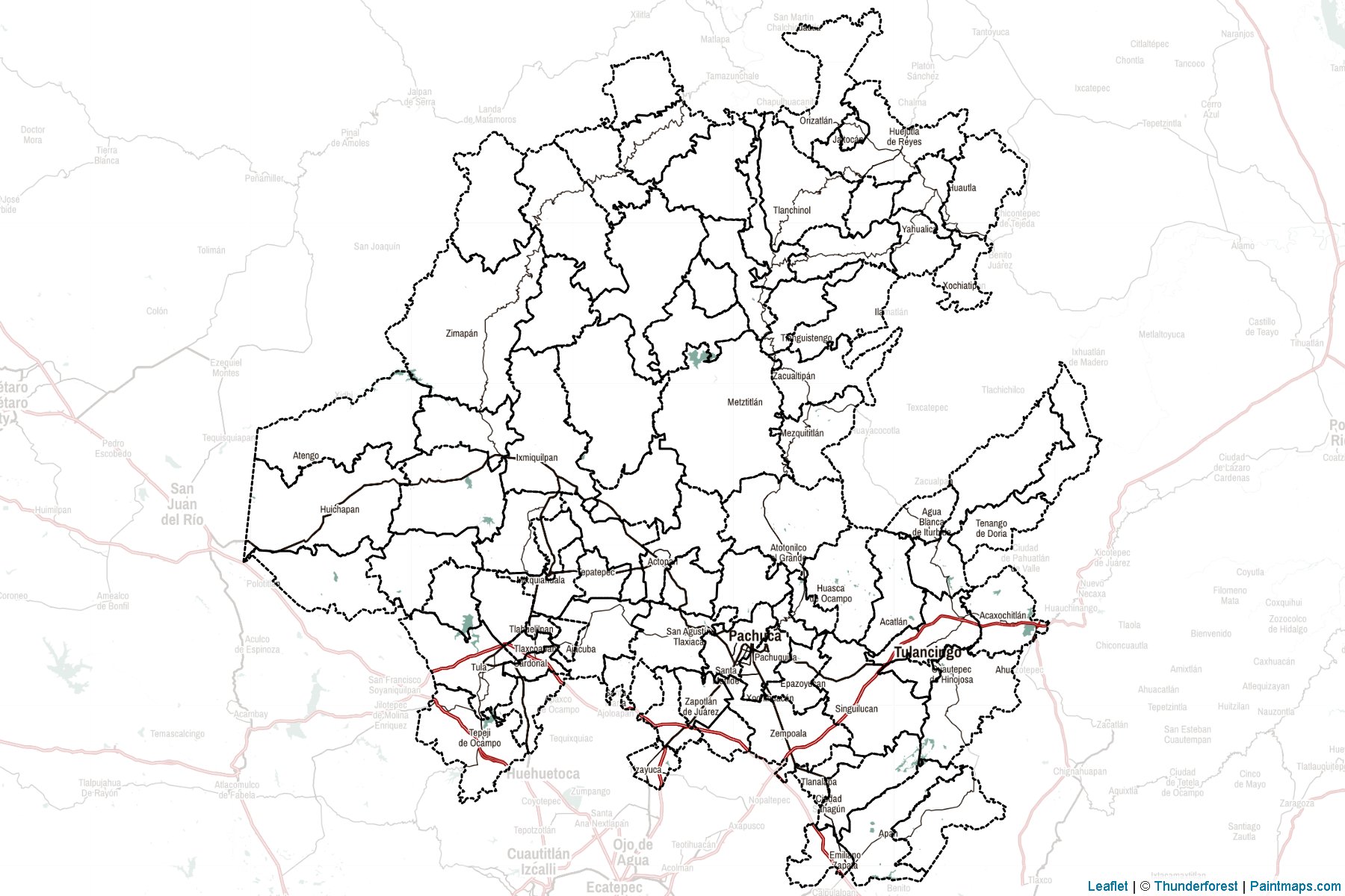 Muestras de recorte de mapas Hidalgo (Méjico)-2