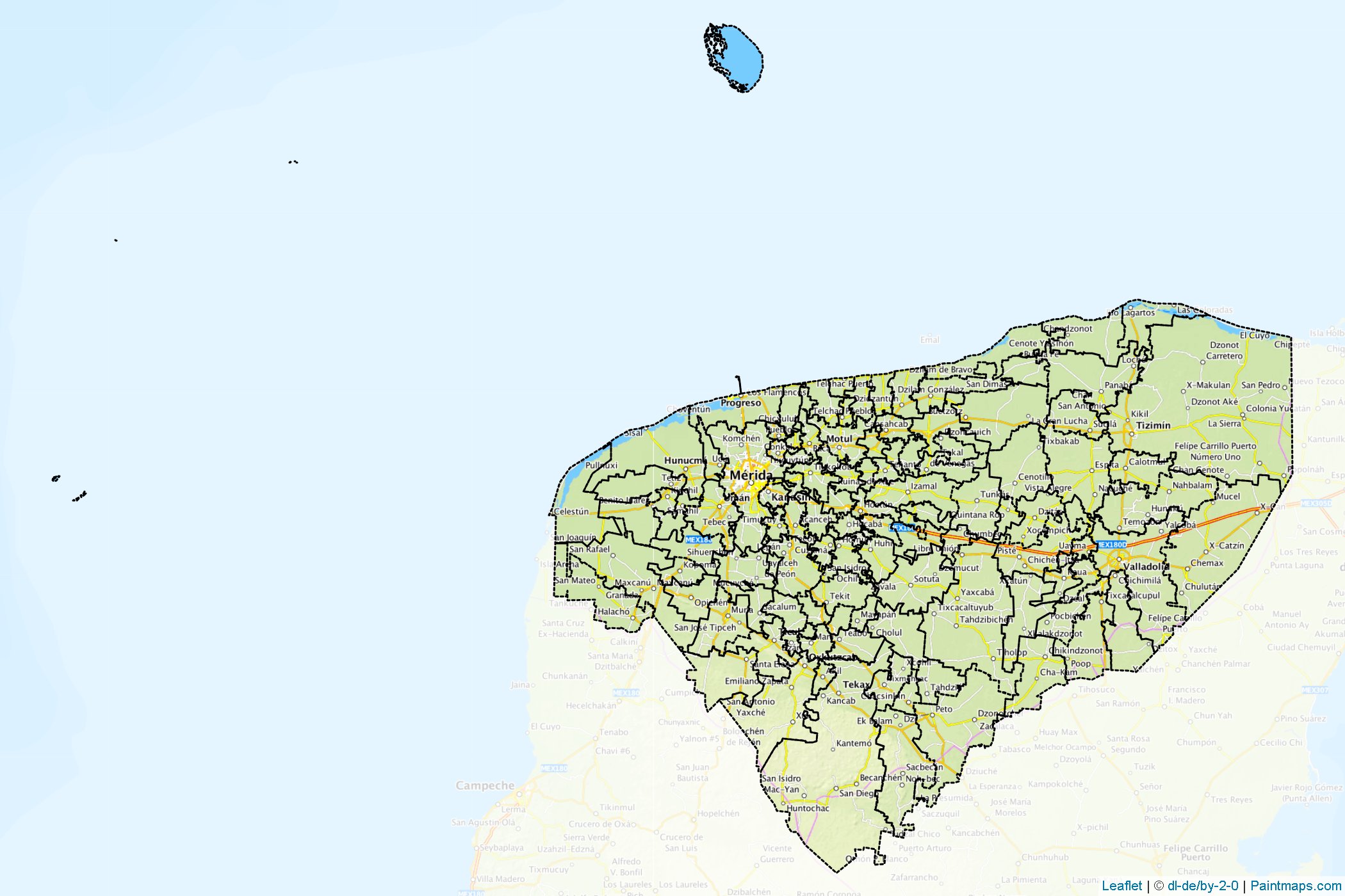 Muestras de recorte de mapas Yucatán (Méjico)-1