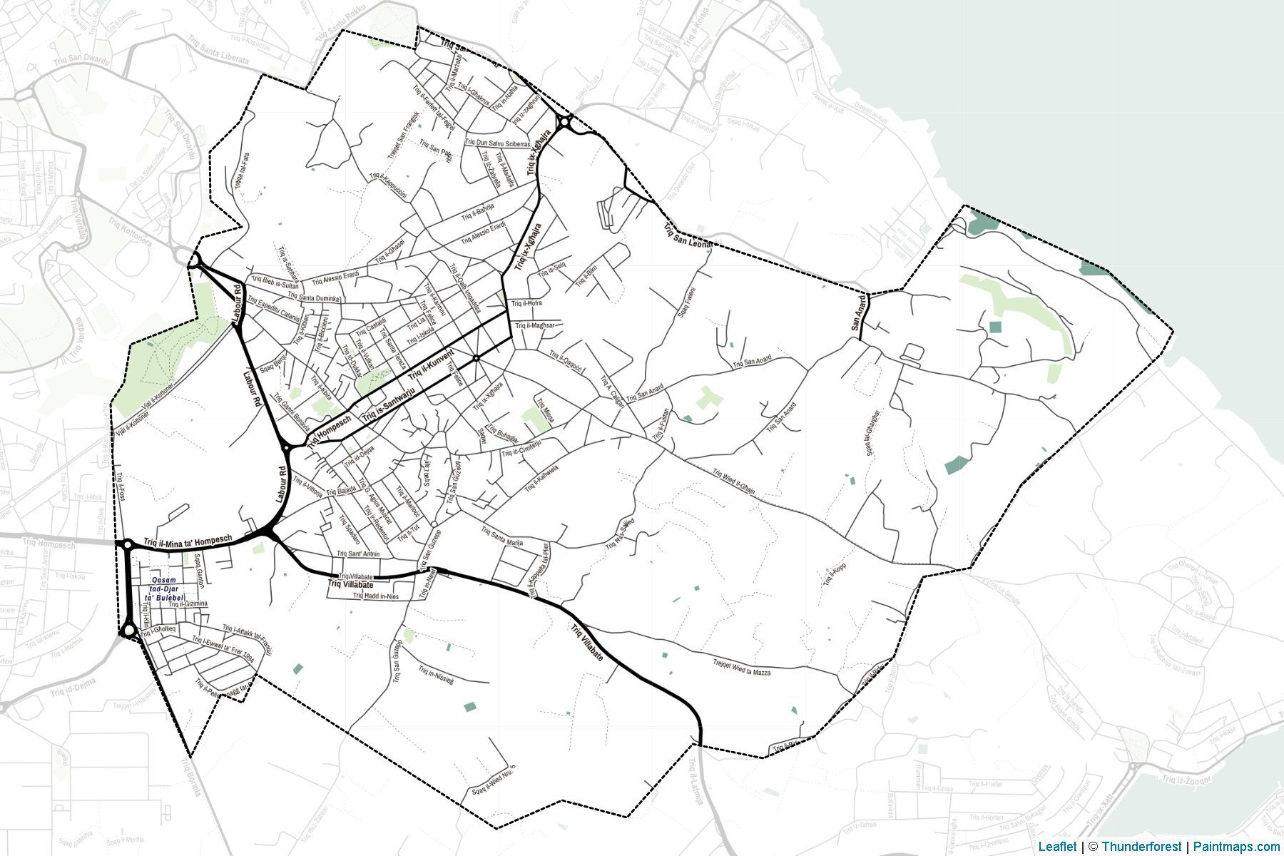 Muestras de recorte de mapas Zabbar (Citta' Hompesch) (Malta)-2