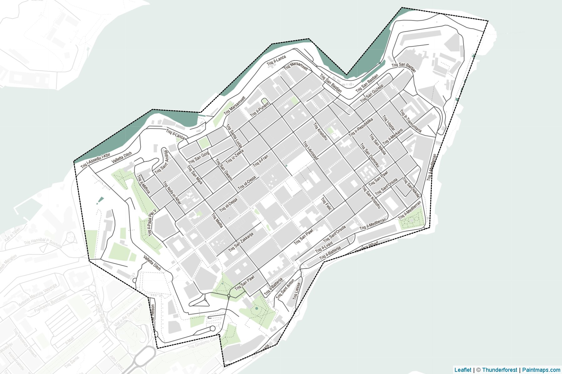 Muestras de recorte de mapas Valletta (Citta' Umilissima) (Malta)-2