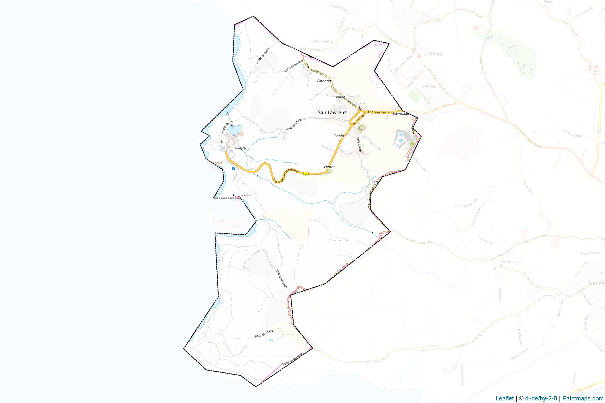 San Lawrenz (Malta) Map Cropping Samples-1